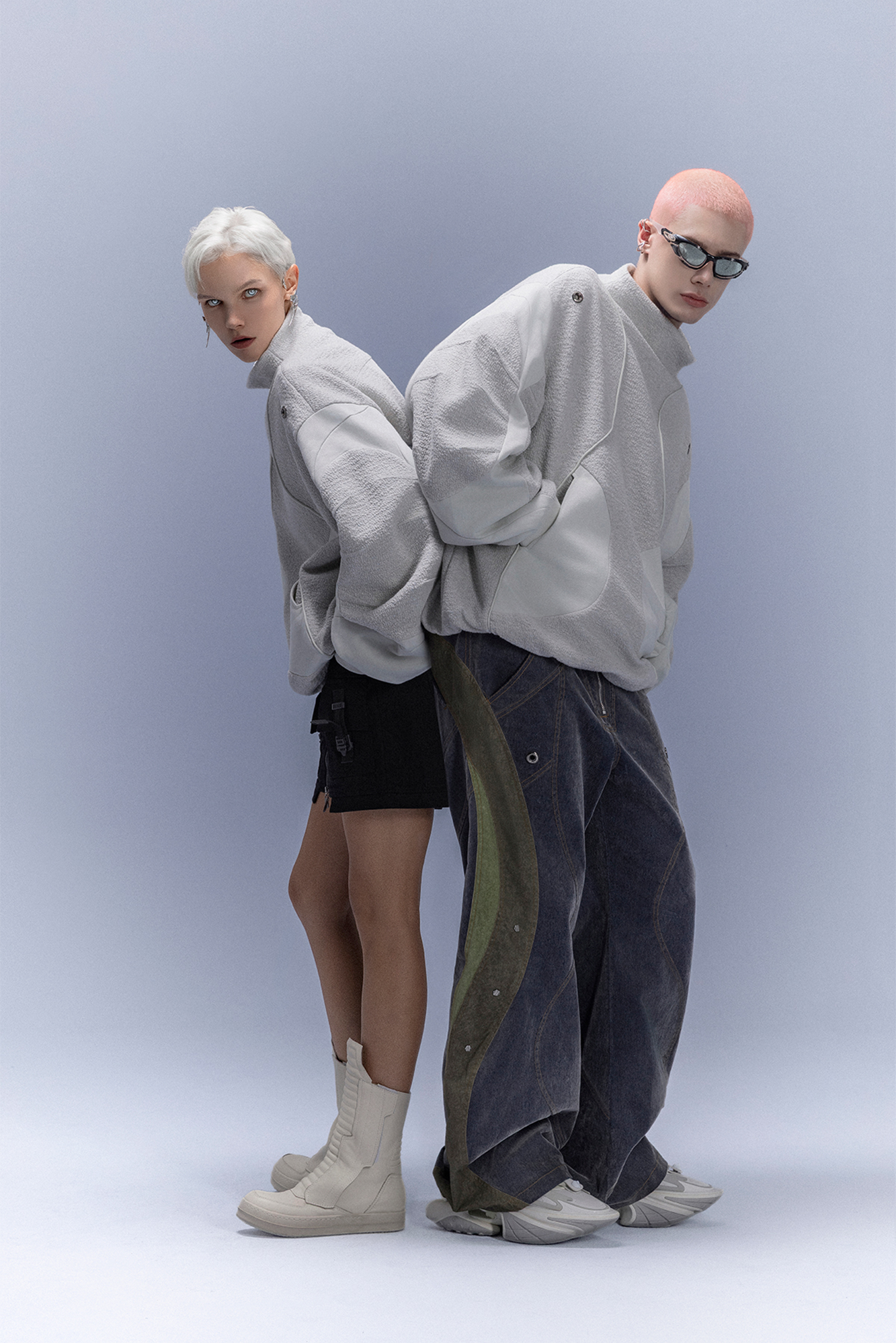 XIPHEVIL Fleece-Panel Saber-Sleeve Sweatshirt White-Sweatshirt-XS-Free Shipping Leatheretro