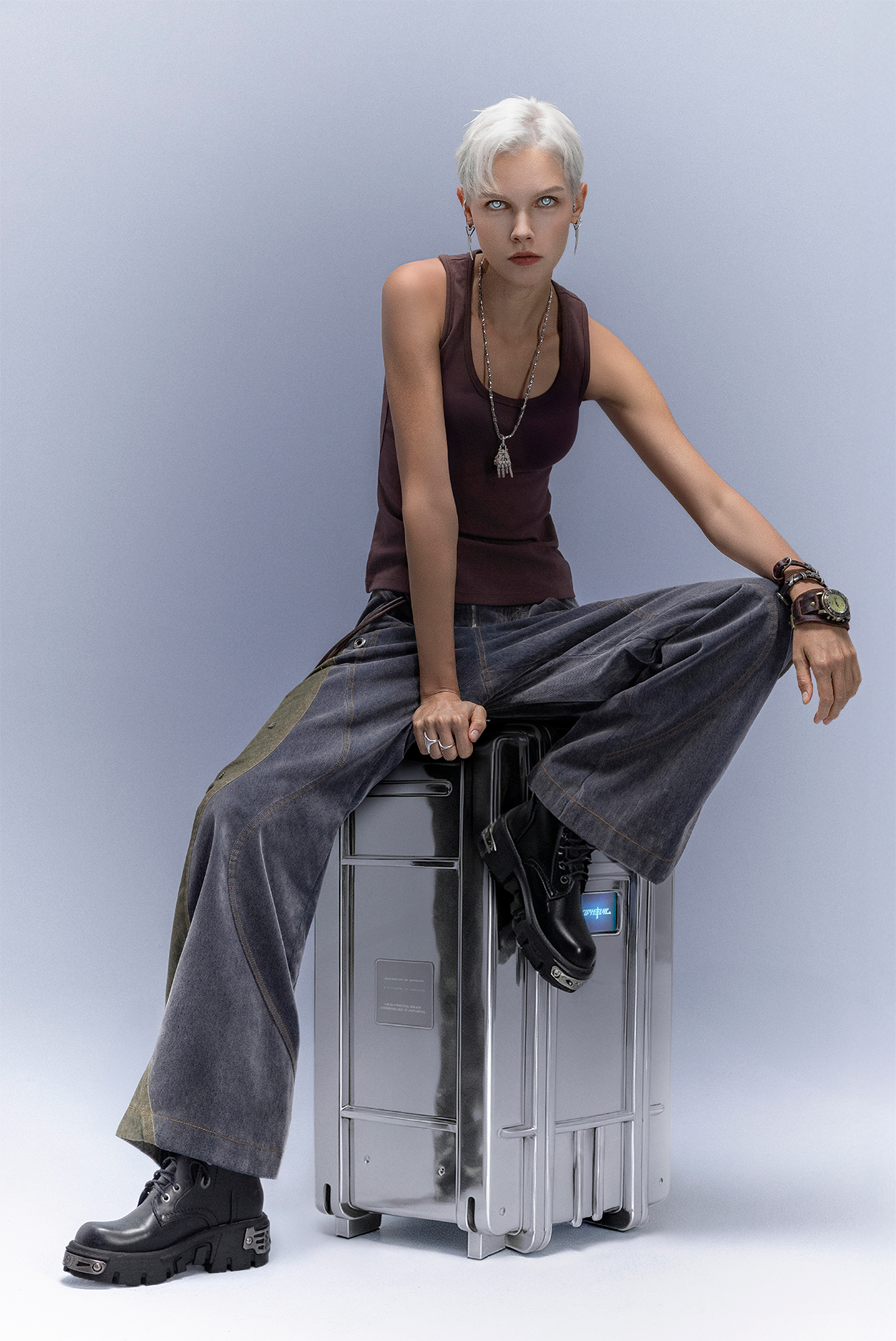 XIPHEVIL Washed Rivet Paneled Wide-Leg Pants-Pants-XS-Free Shipping Leatheretro