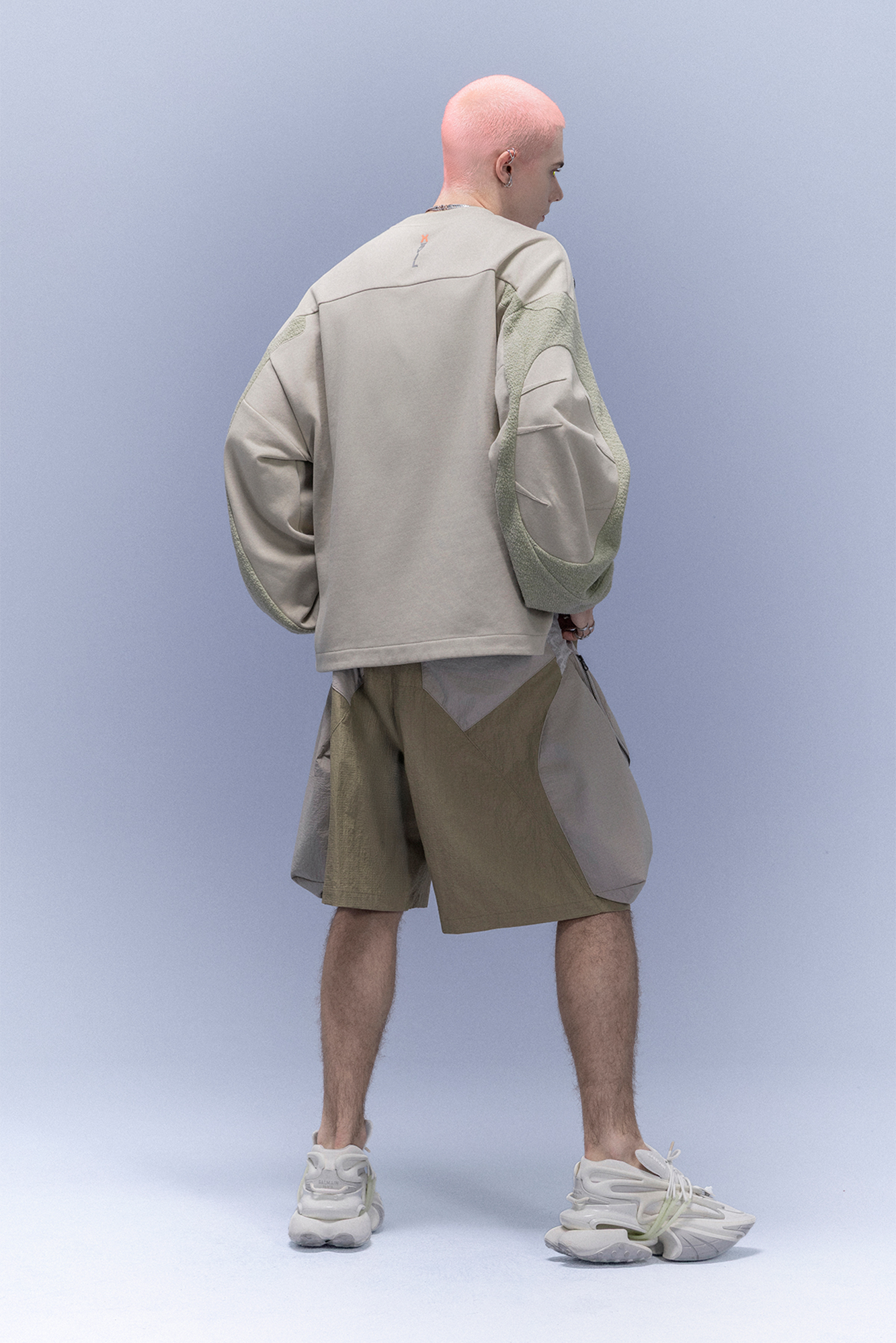 XIPHEVIL Utility Paneled Crewneck Sweatshirt Green-Sweatshirt-XS-Free Shipping Leatheretro