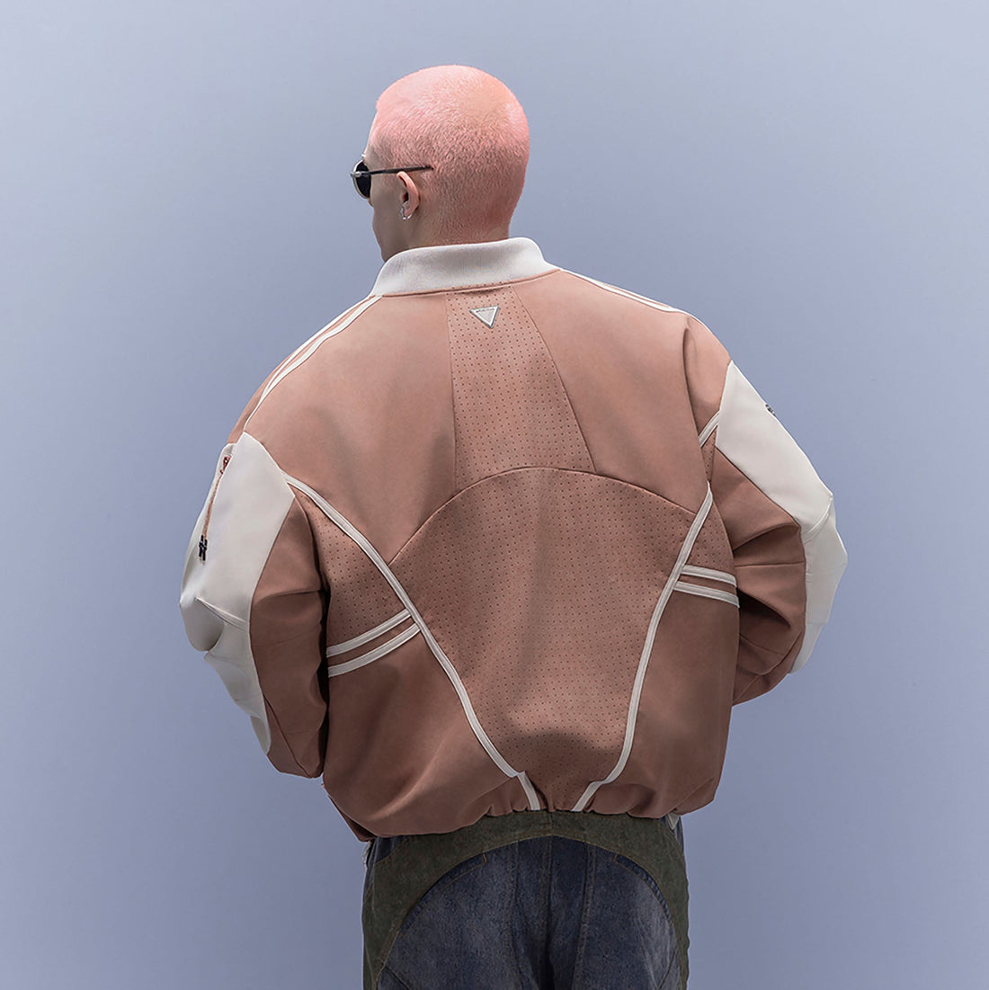 XIPHEVIL Faux Suede Embroidered LOGO Bomber Brown