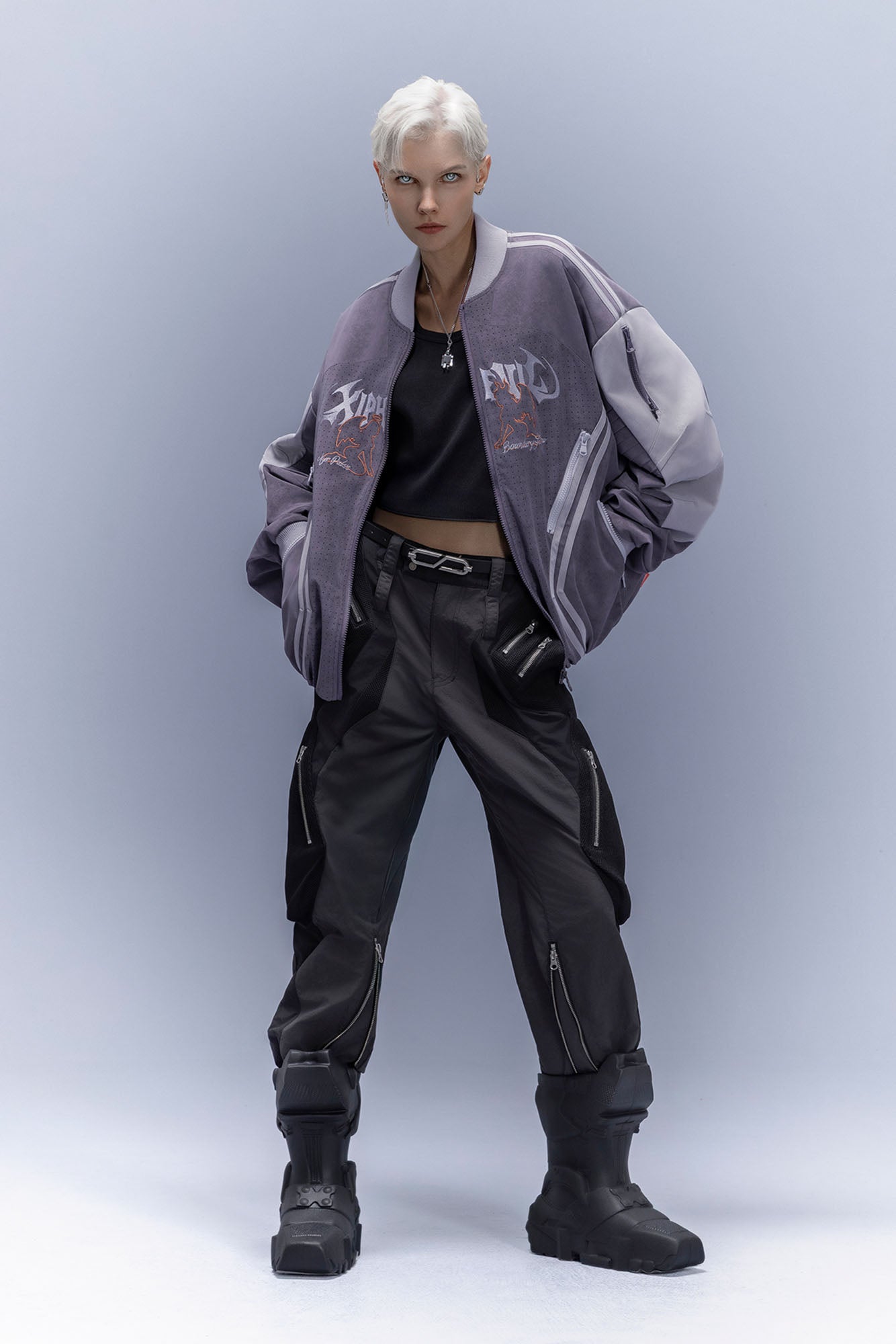 XIPHEVIL Faux Suede Embroidered LOGO Bomber Purple-Jacket-XS-Free Shipping Leatheretro