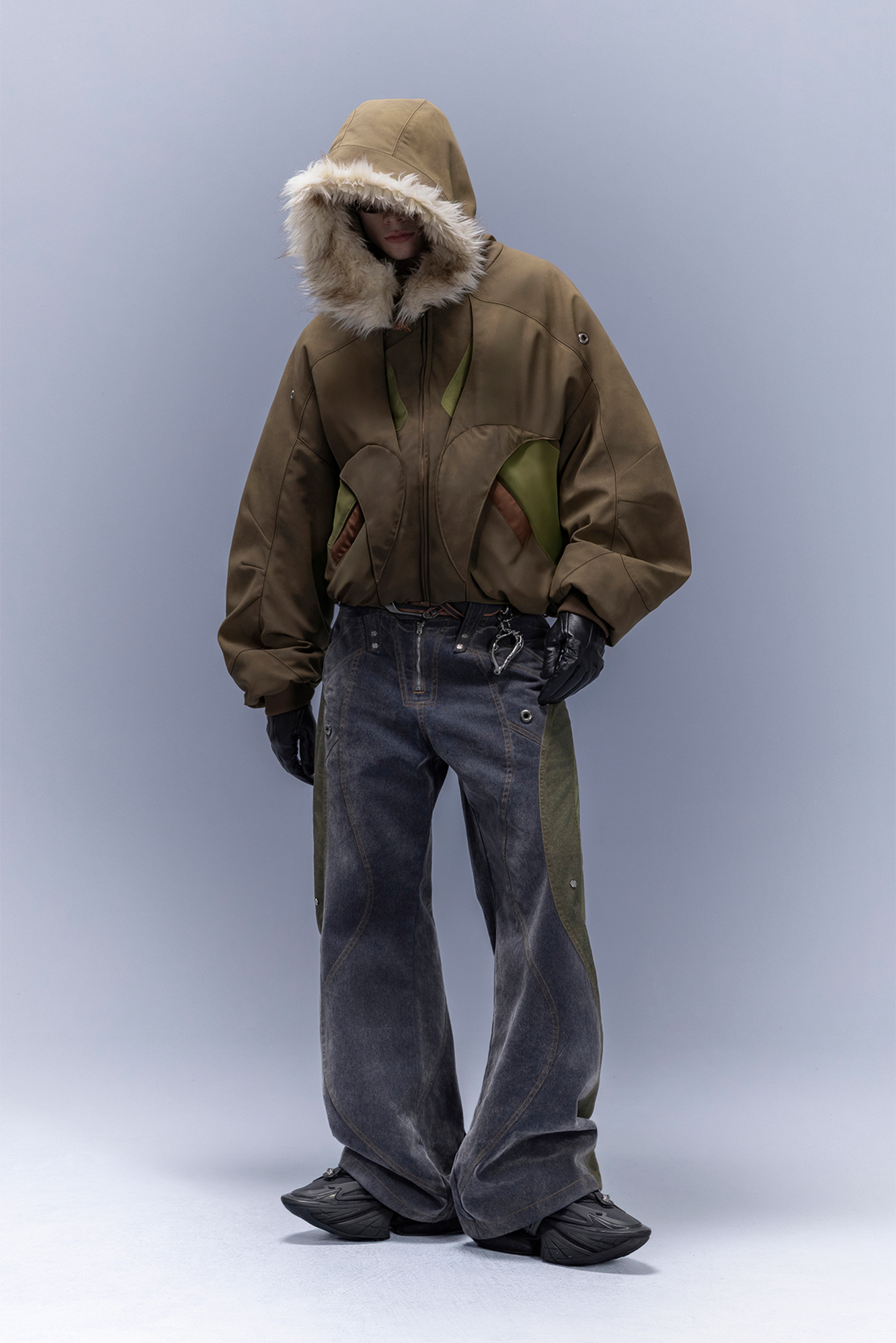 XIPHEVIL Faux Fur Trim Panel Puffer Jacket-Jacket-XS-Free Shipping Leatheretro