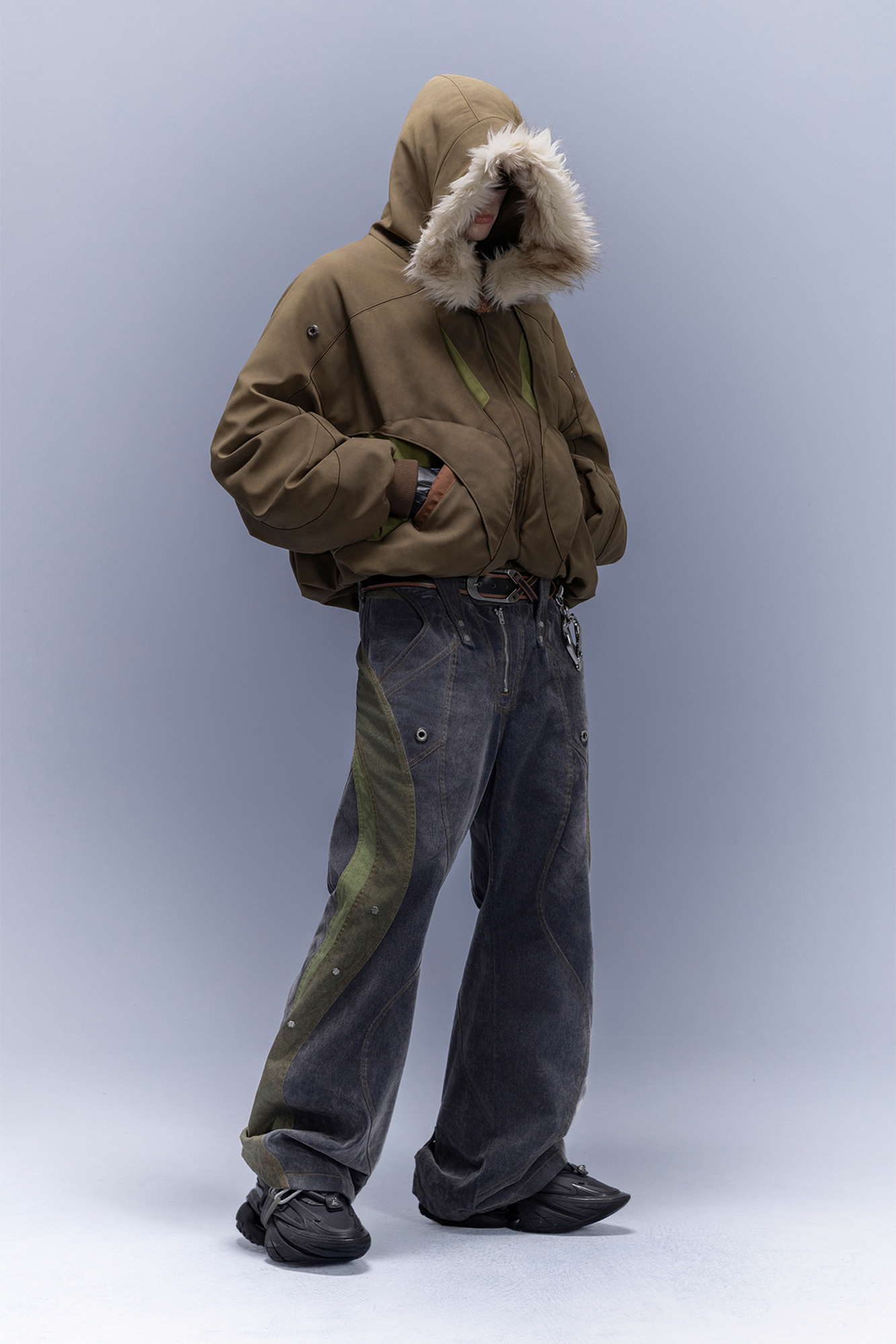 XIPHEVIL Faux Fur Trim Panel Puffer Jacket-Jacket-XS-Free Shipping Leatheretro