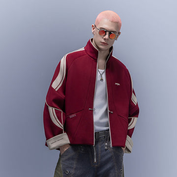 XIPHEVIL Contrast-Paneled Raglan Track Jacket Red