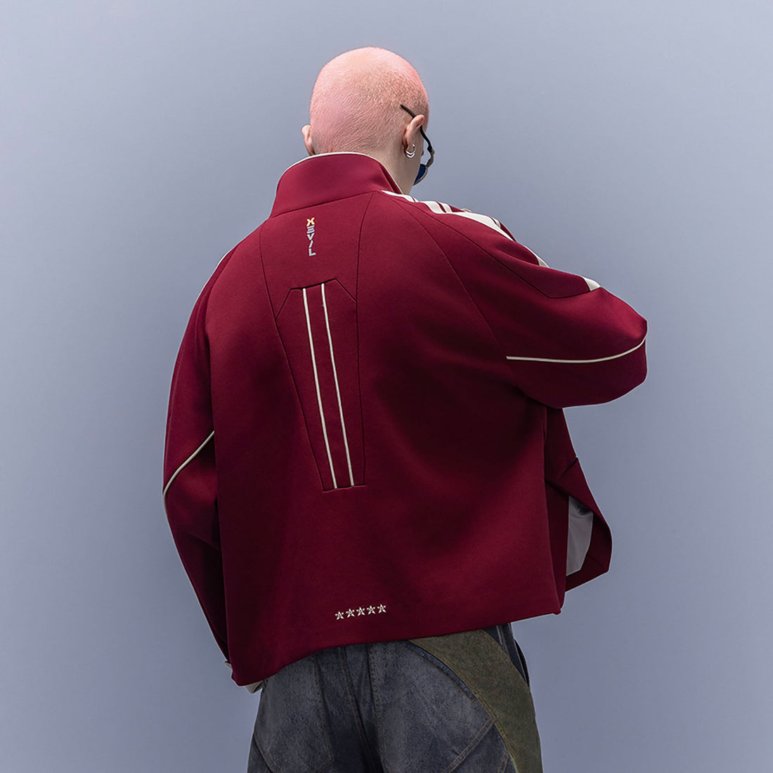 XIPHEVIL Contrast-Paneled Raglan Track Jacket Red