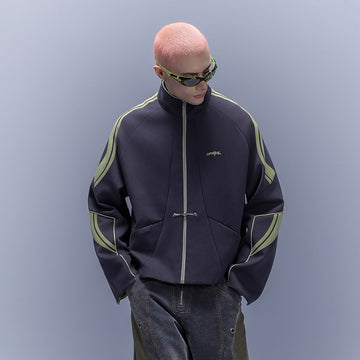 XIPHEVIL Contrast-Paneled Raglan Track Jacket Blue