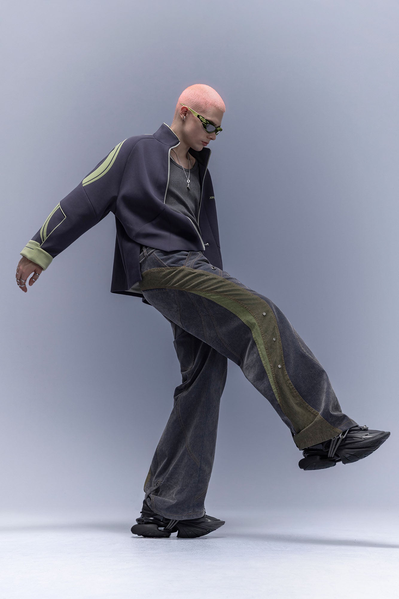 XIPHEVIL Contrast-Paneled Raglan Track Jacket Blue