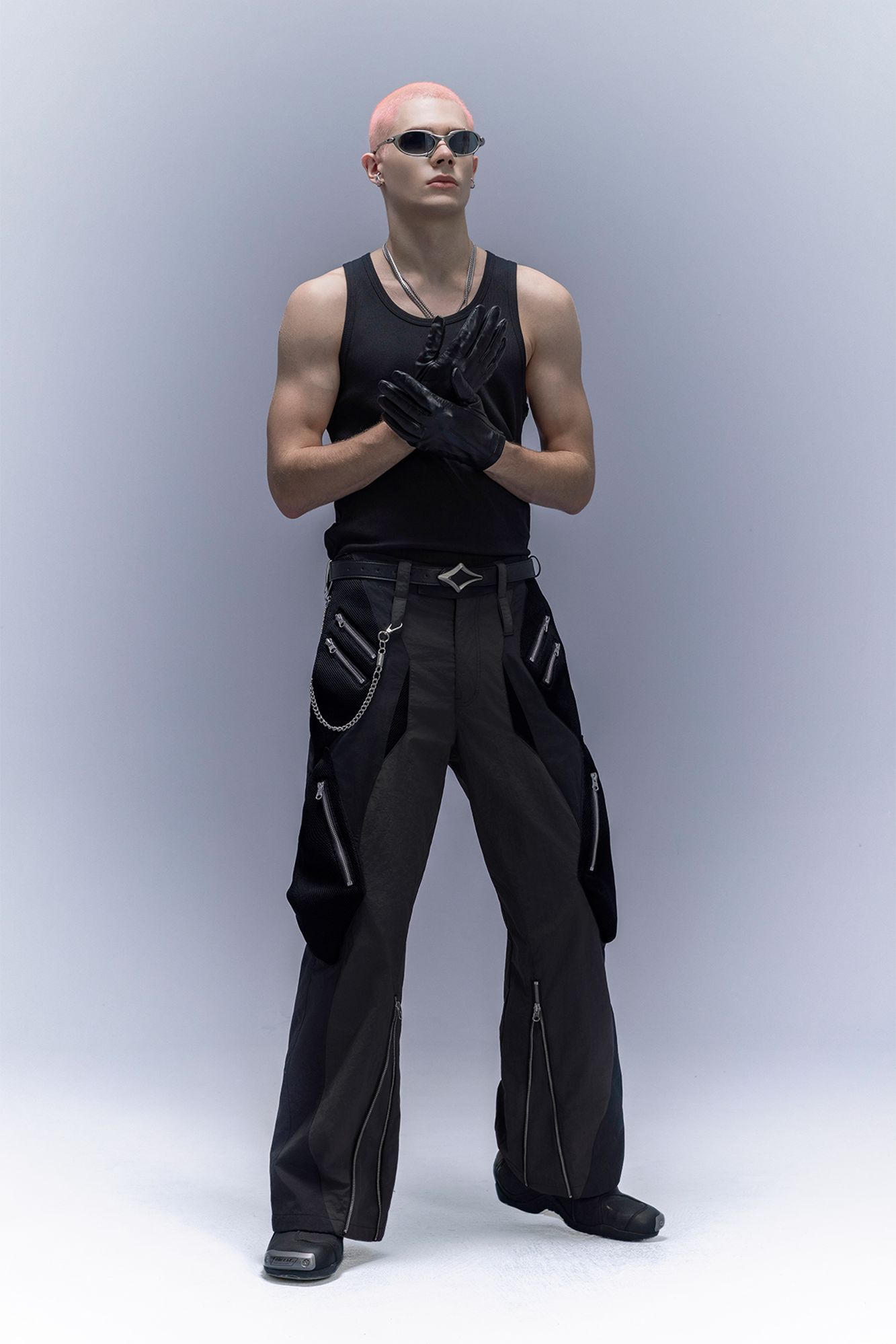 XIPHEVIL Paneled Multi-Pocket Zip Cargo Pants Black-Pants-XS-Free Shipping Leatheretro