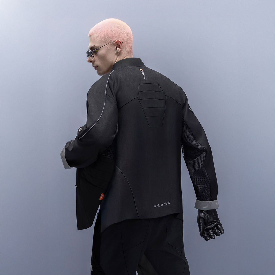 XIPHEVIL Tech Wool-Blend Mandarin Button-Up Jacket