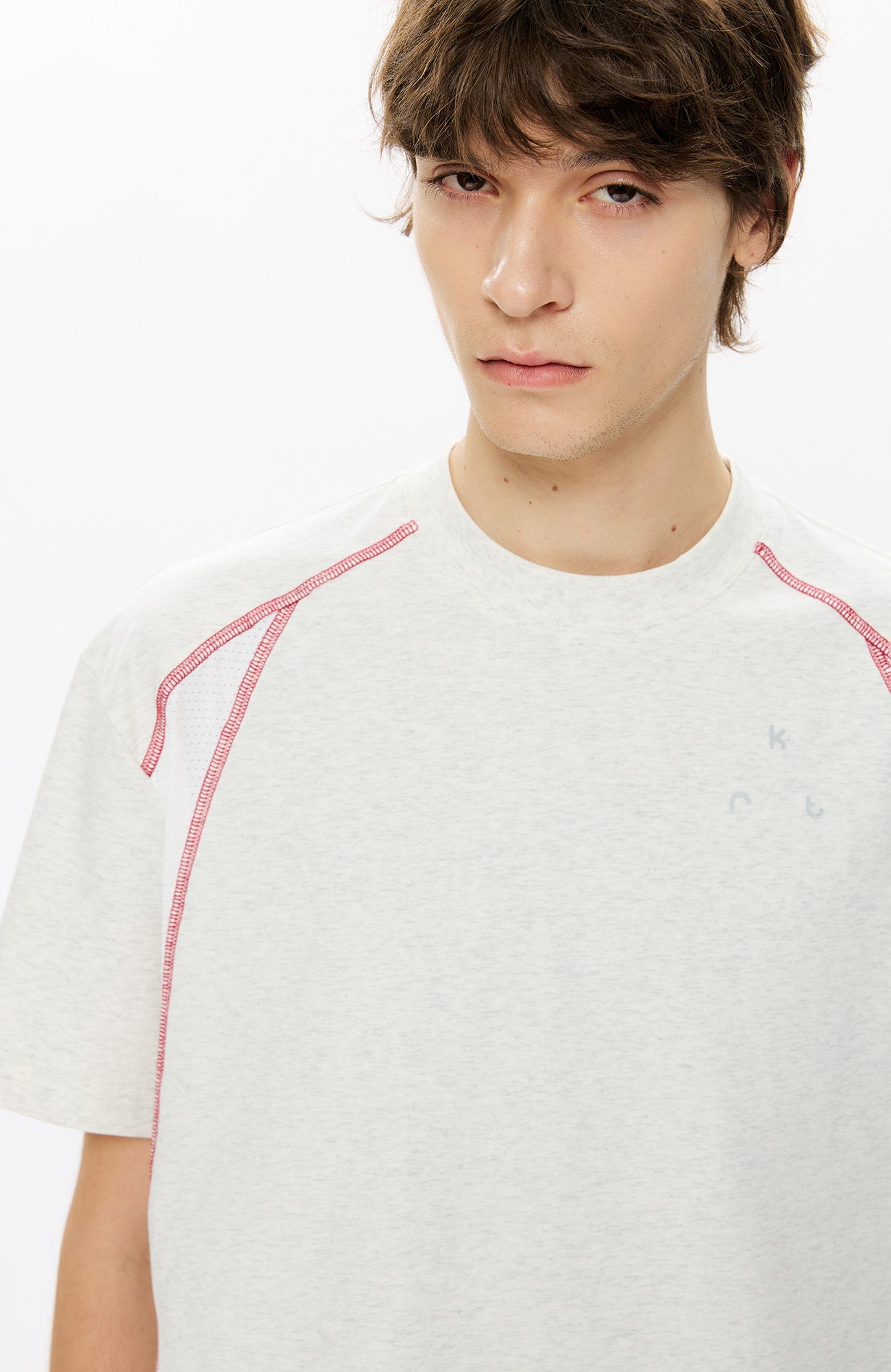 KREATE Contrast Saddle-Stitch Knit Tee-T Shirt-S-Black-Free Shipping Leatheretro