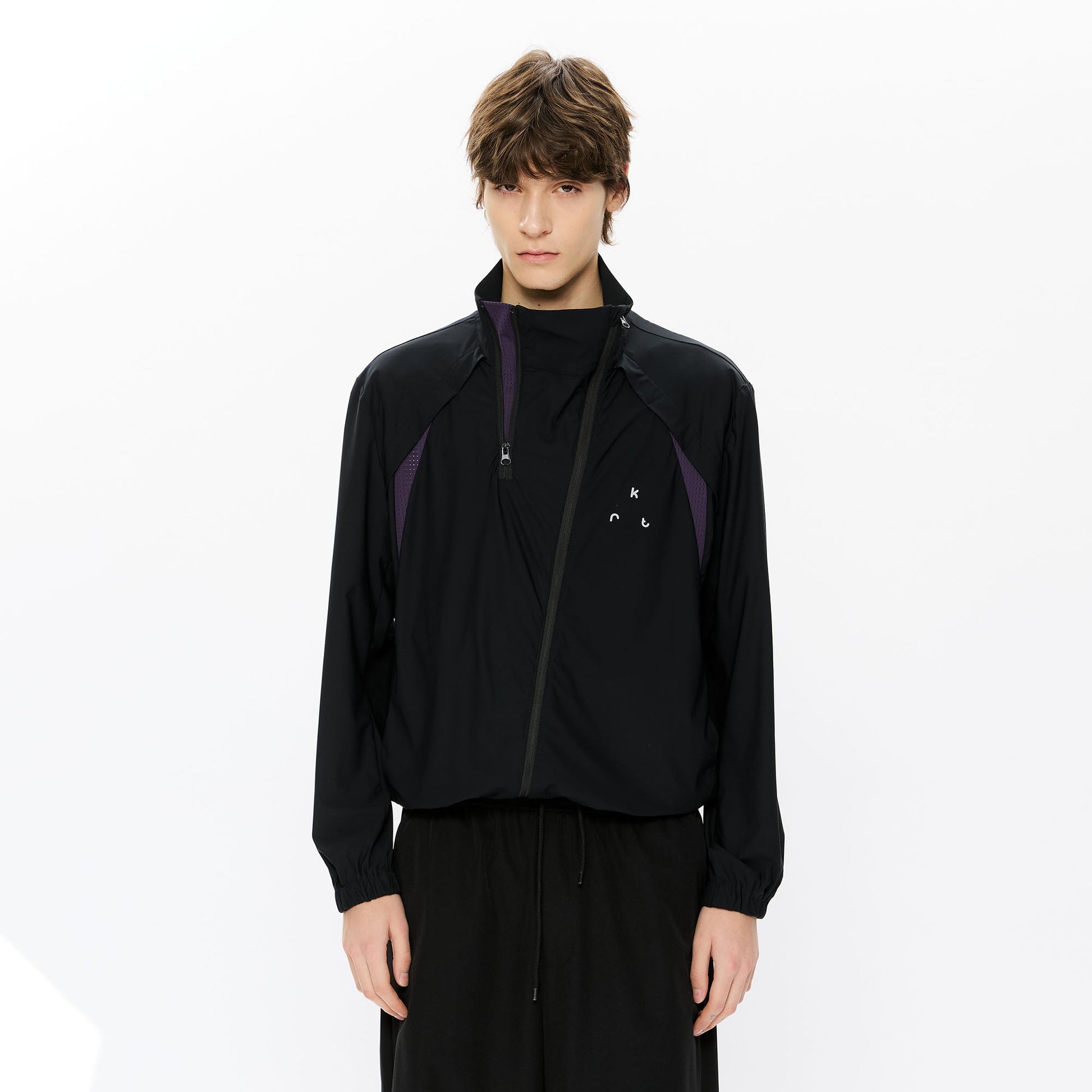 KREATE Asymmetrical Double-Zip High-Neck Hooded Jacket-Jacket-S-Black-Free Shipping Leatheretro