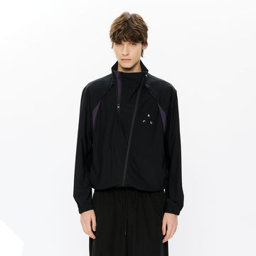 KREATE Asymmetrical Double-Zip High-Neck Hooded Jacket-Jacket-S-Black-Free Shipping Leatheretro