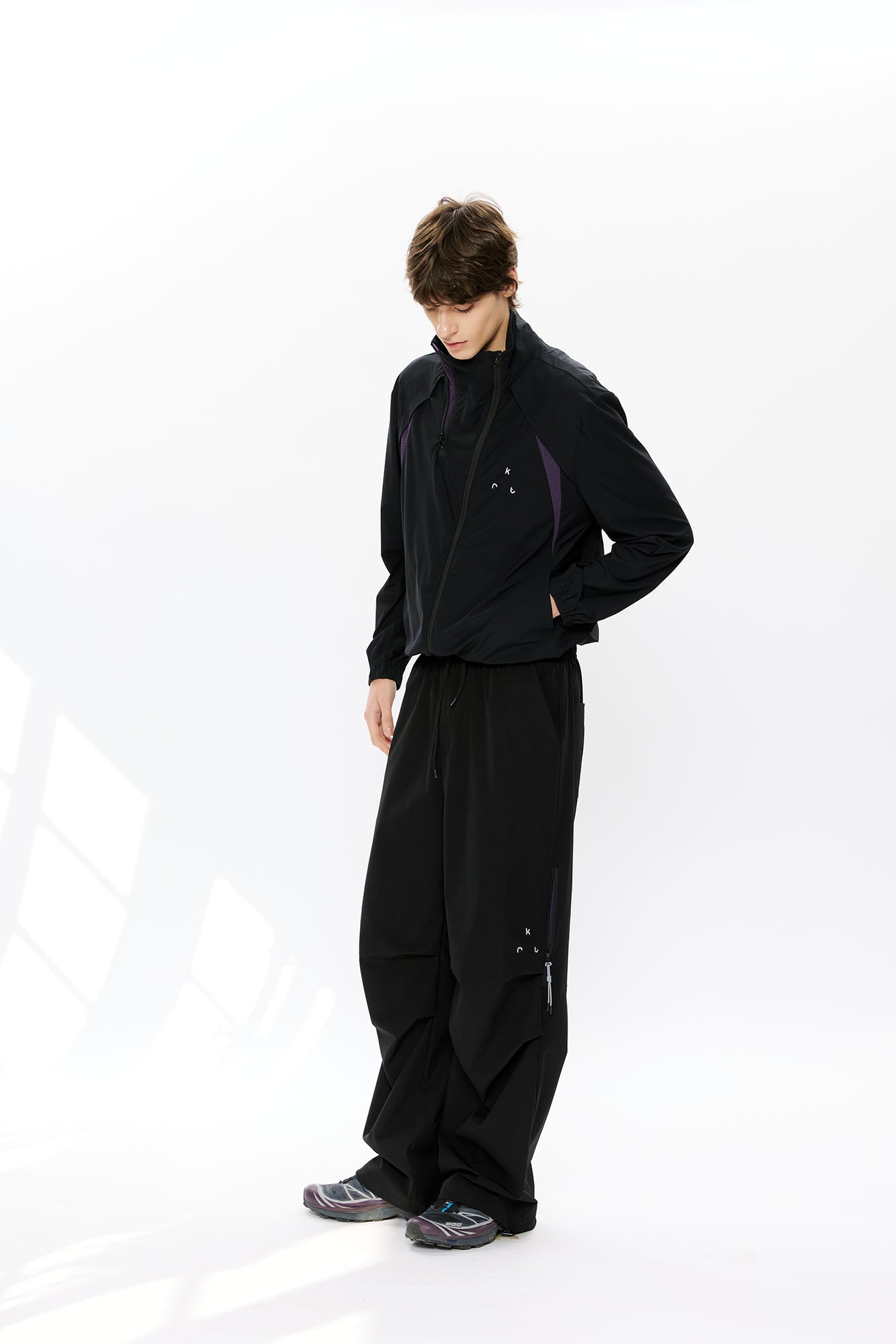 KREATE Asymmetrical Double-Zip High-Neck Hooded Jacket-Jacket-S-Black-Free Shipping Leatheretro