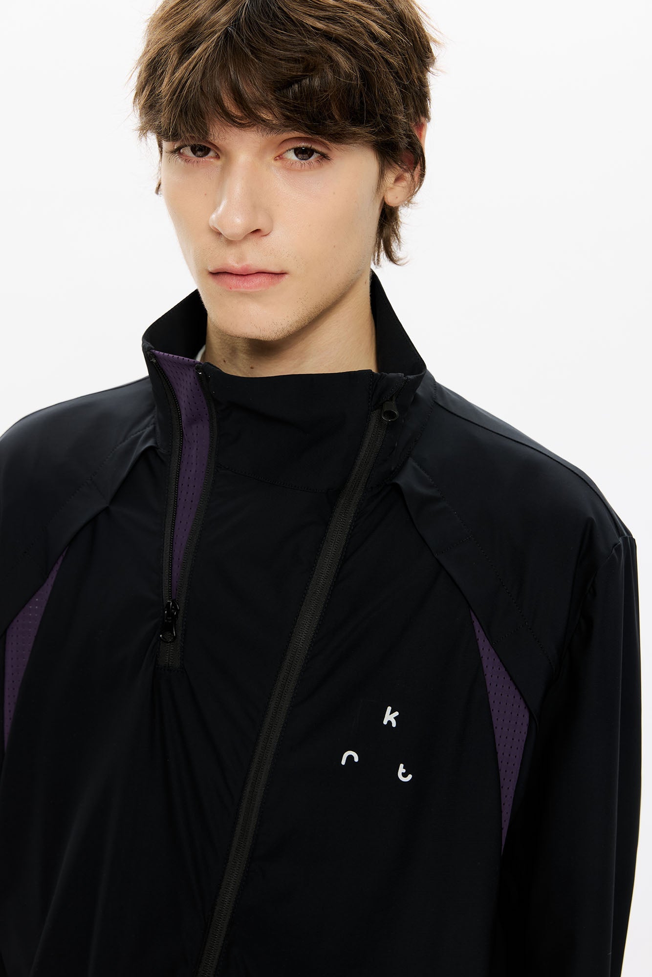 KREATE Asymmetrical Double-Zip High-Neck Hooded Jacket-Jacket-S-Black-Free Shipping Leatheretro