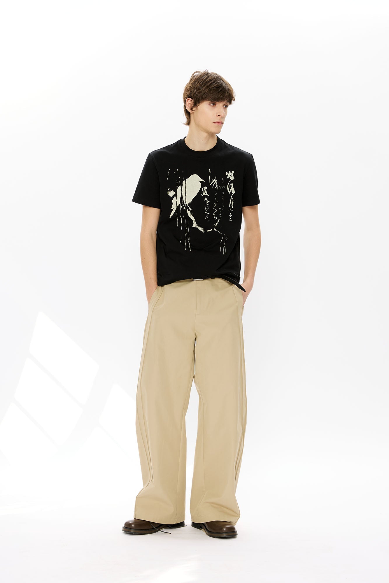 KREATE Brushstroke Graphic Sorona Quick-Dry Tee-Half shirt-S-Black-Free Shipping Leatheretro