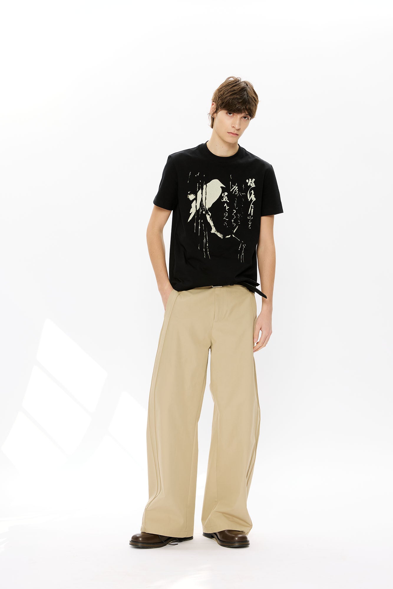 KREATE Brushstroke Graphic Sorona Quick-Dry Tee-Half shirt-S-Black-Free Shipping Leatheretro