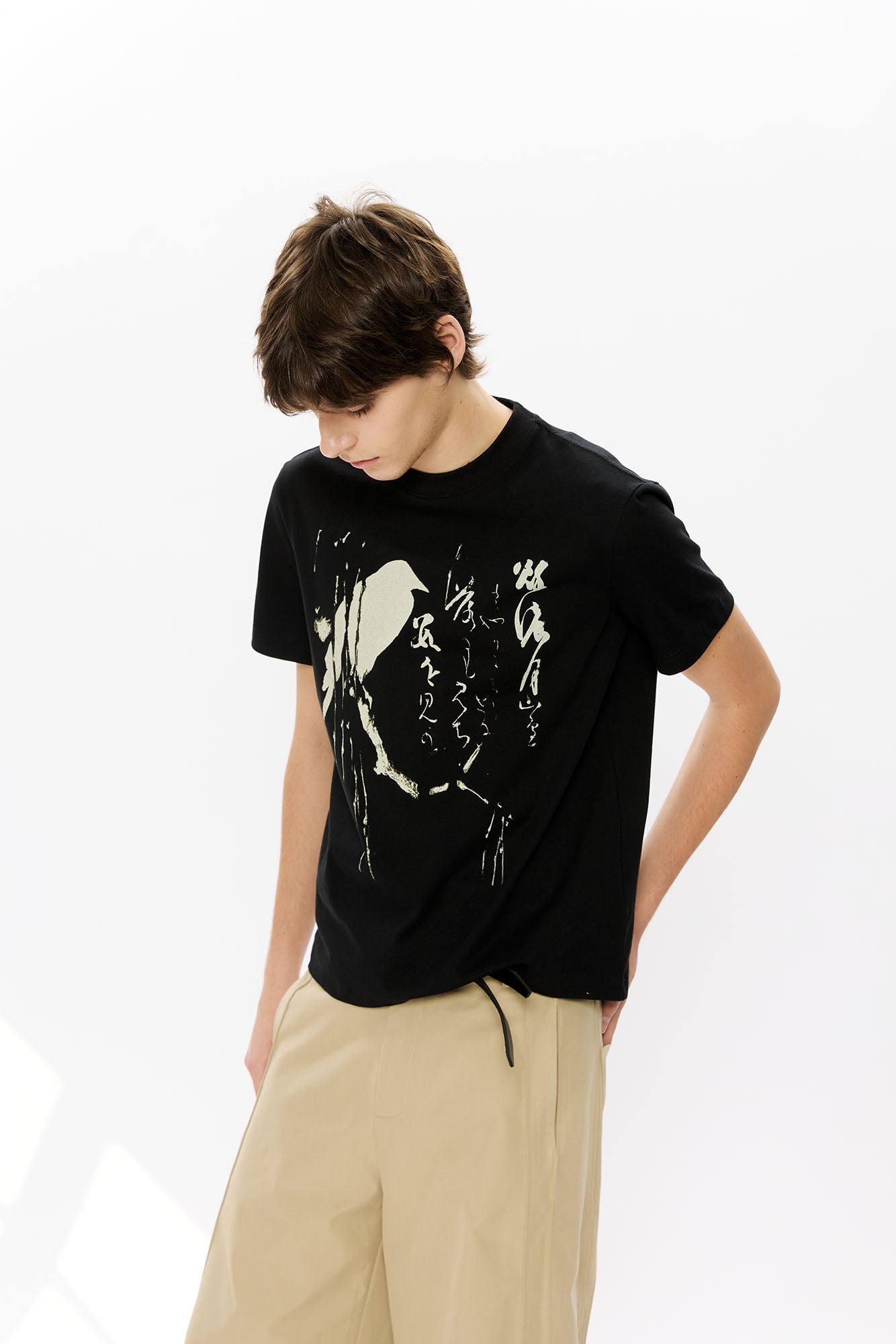 KREATE Brushstroke Graphic Sorona Quick-Dry Tee-Half shirt-S-Black-Free Shipping Leatheretro