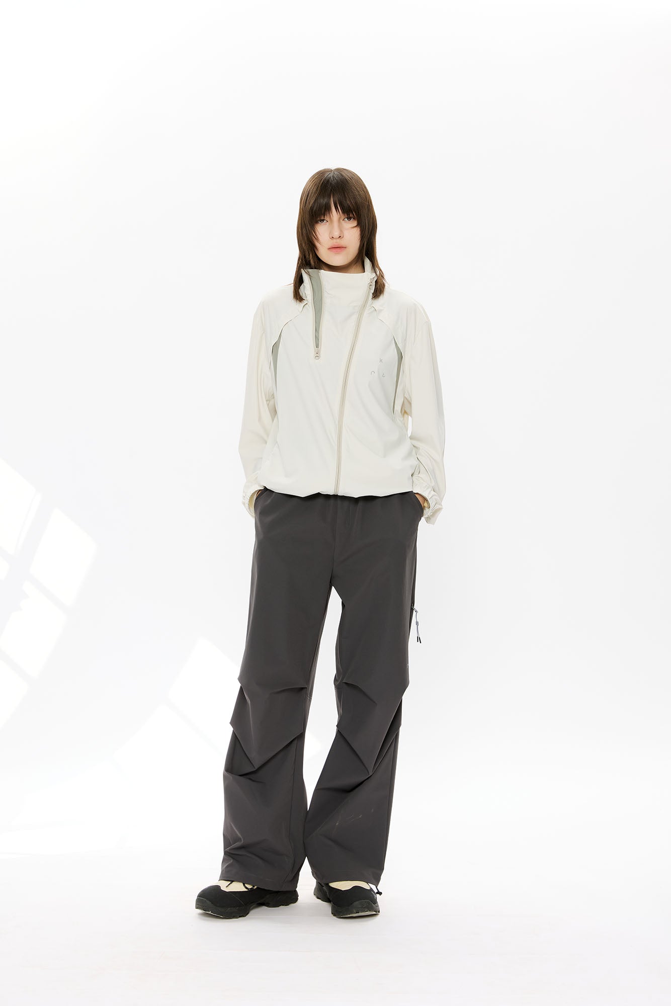 KREATE Asymmetrical Double-Zip High-Neck Hooded Jacket-Jacket-S-Black-Free Shipping Leatheretro