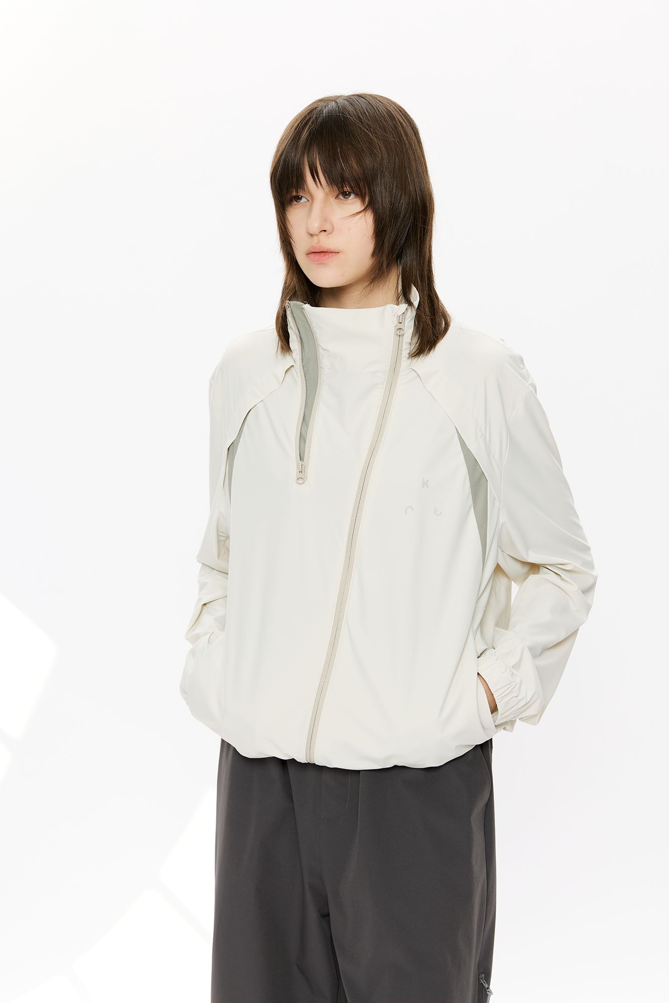 KREATE Asymmetrical Double-Zip High-Neck Hooded Jacket-Jacket-S-Black-Free Shipping Leatheretro