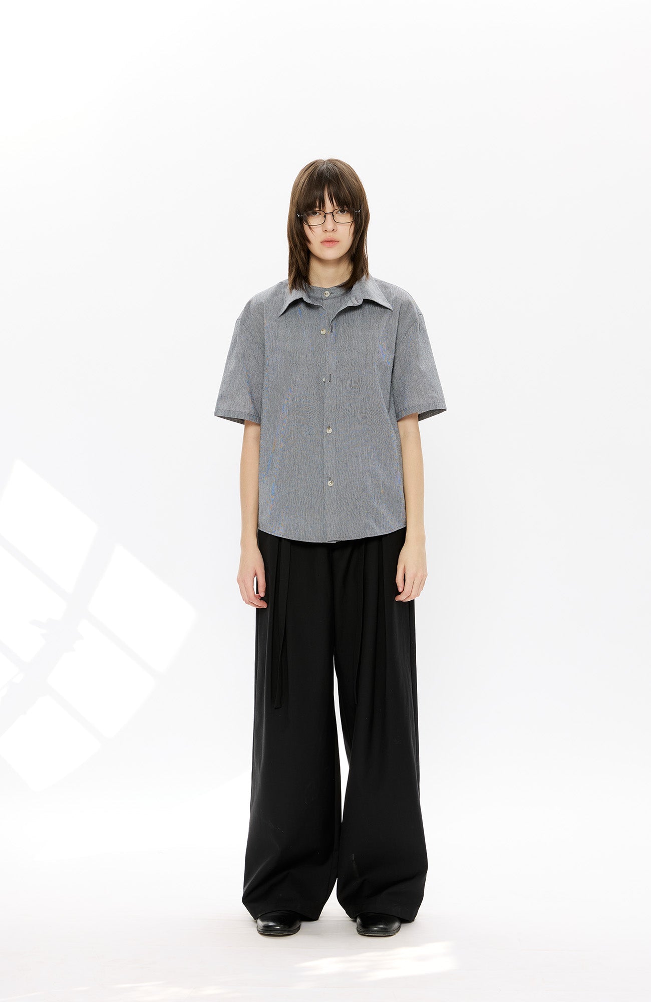 KREATE Layered-Collar Check Short Sleeve Shirt-T Shirt-S-Apricot-Free Shipping Leatheretro