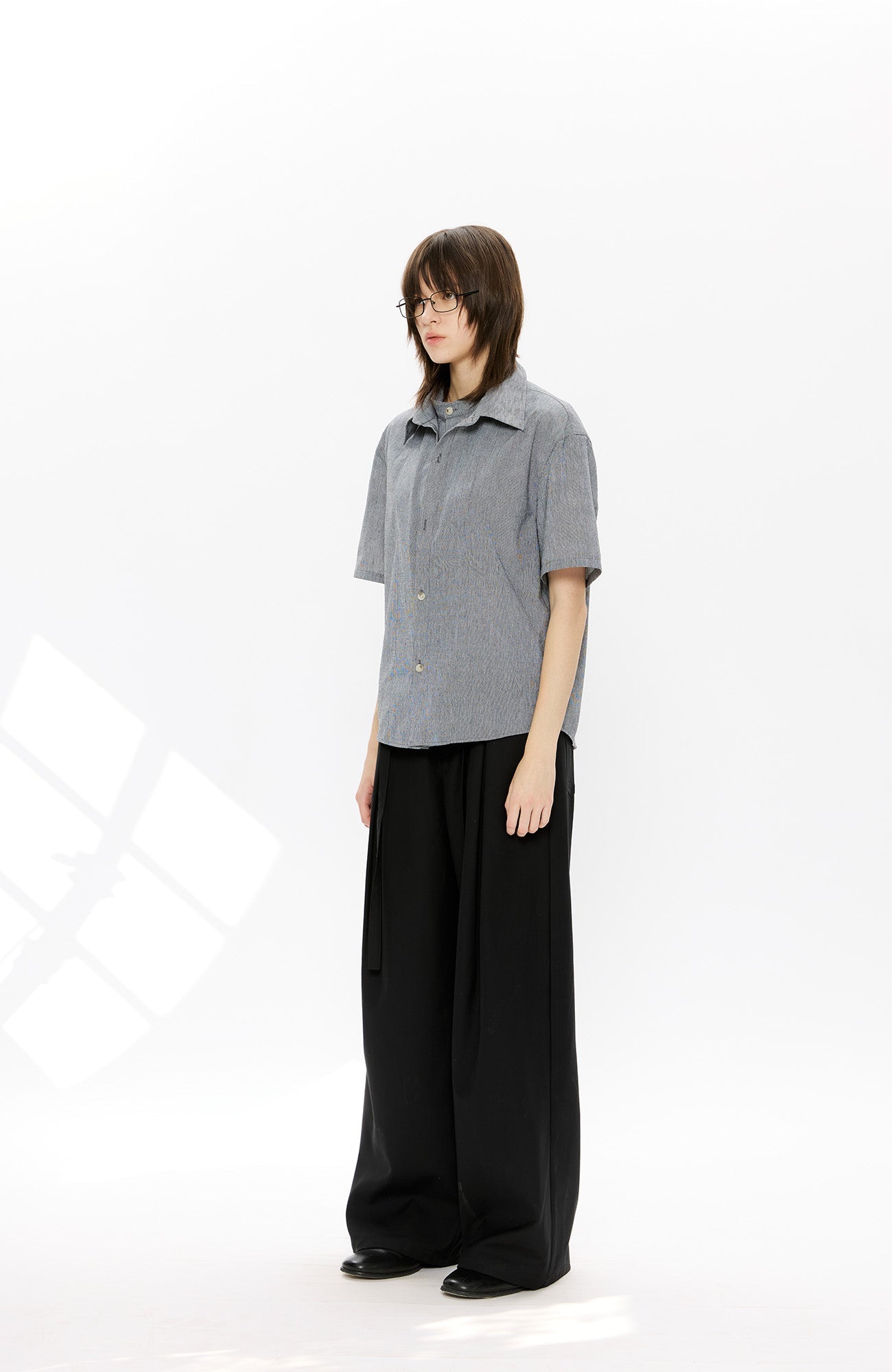 KREATE Layered-Collar Check Short Sleeve Shirt-T Shirt-S-Apricot-Free Shipping Leatheretro