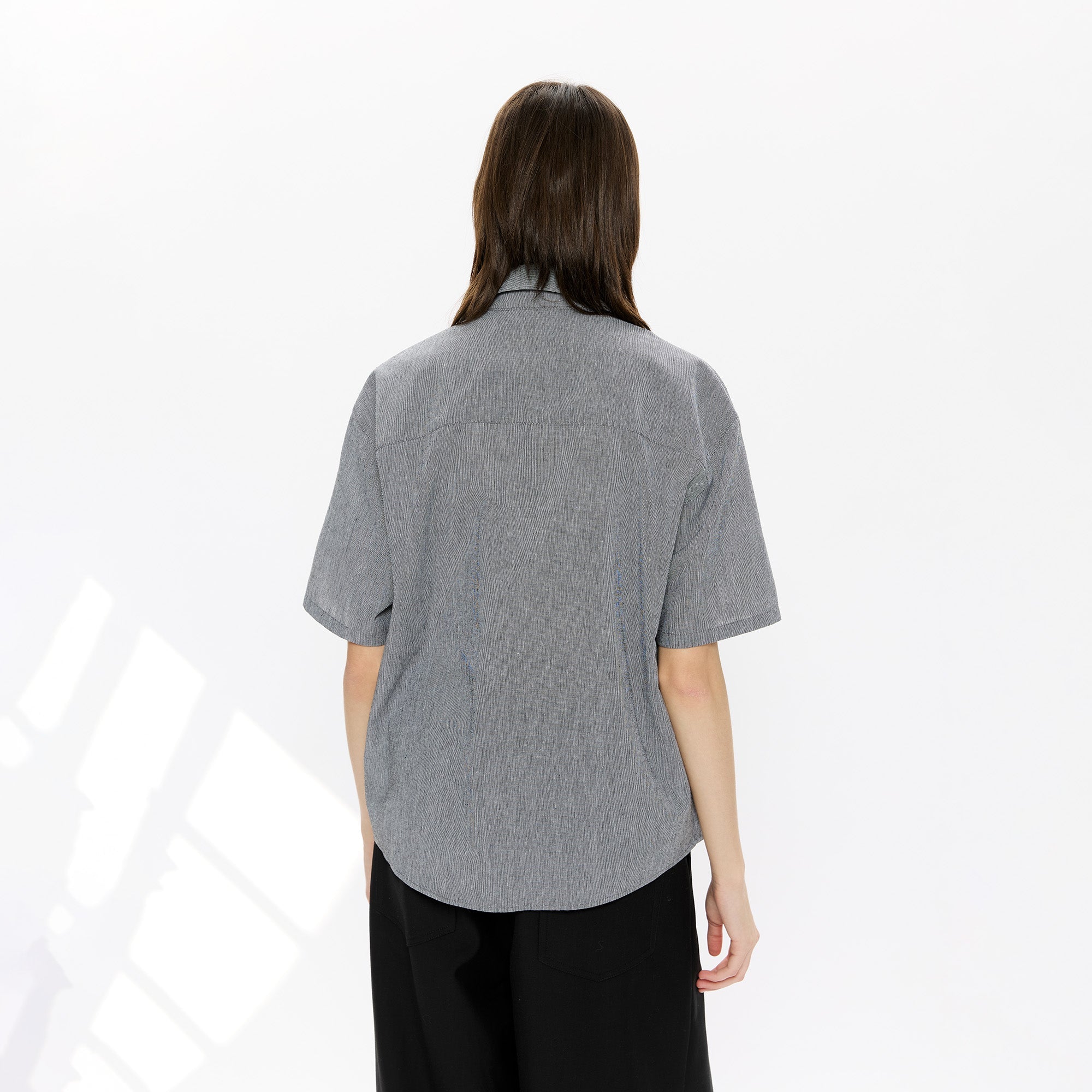 KREATE Layered-Collar Check Short Sleeve Shirt-T Shirt-S-Apricot-Free Shipping Leatheretro