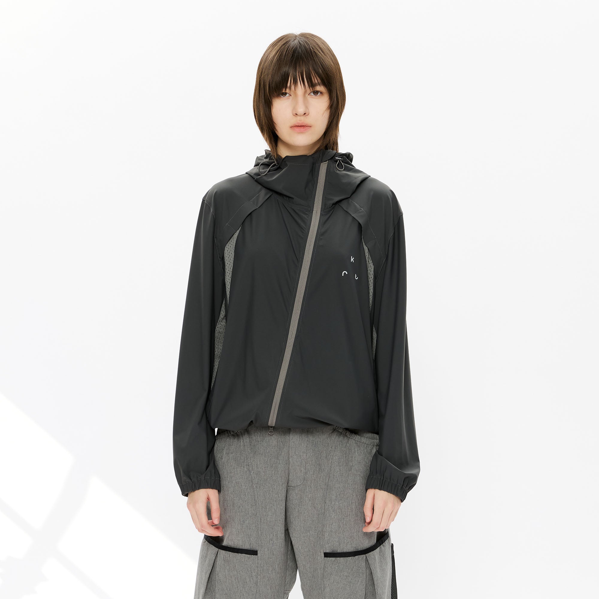 KREATE Asymmetrical-Zip Outdoor Hooded Jacket-Jacket-S-Gray-Free Shipping Leatheretro
