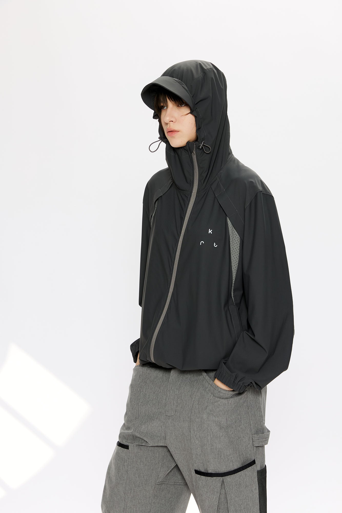 KREATE Asymmetrical-Zip Outdoor Hooded Jacket-Jacket-S-White-Free Shipping Leatheretro