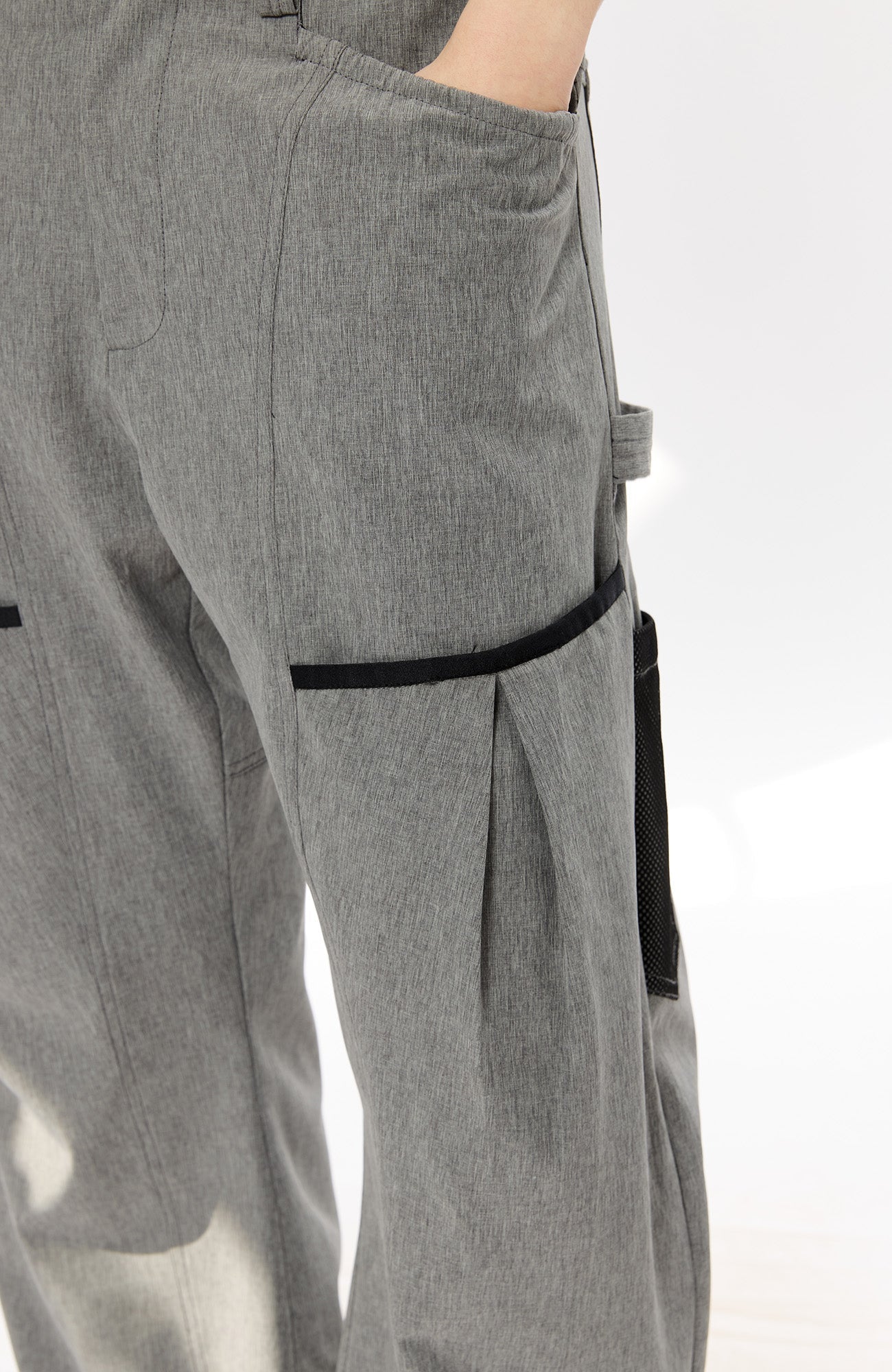 KREATE Curved Panel Utility Trousers-Jeans-S-Gray-Free Shipping Leatheretro