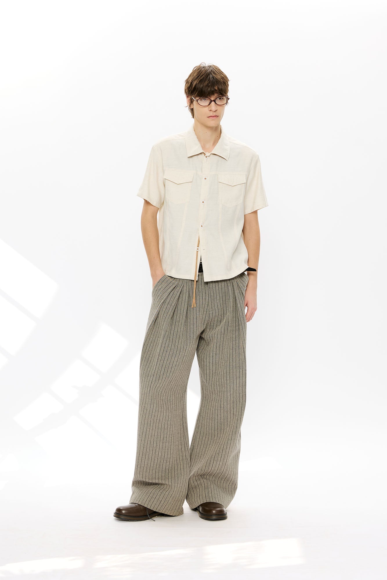 KREATE Contrast Collar Linen Half Shirt-Half shirt-S-Black-Free Shipping Leatheretro