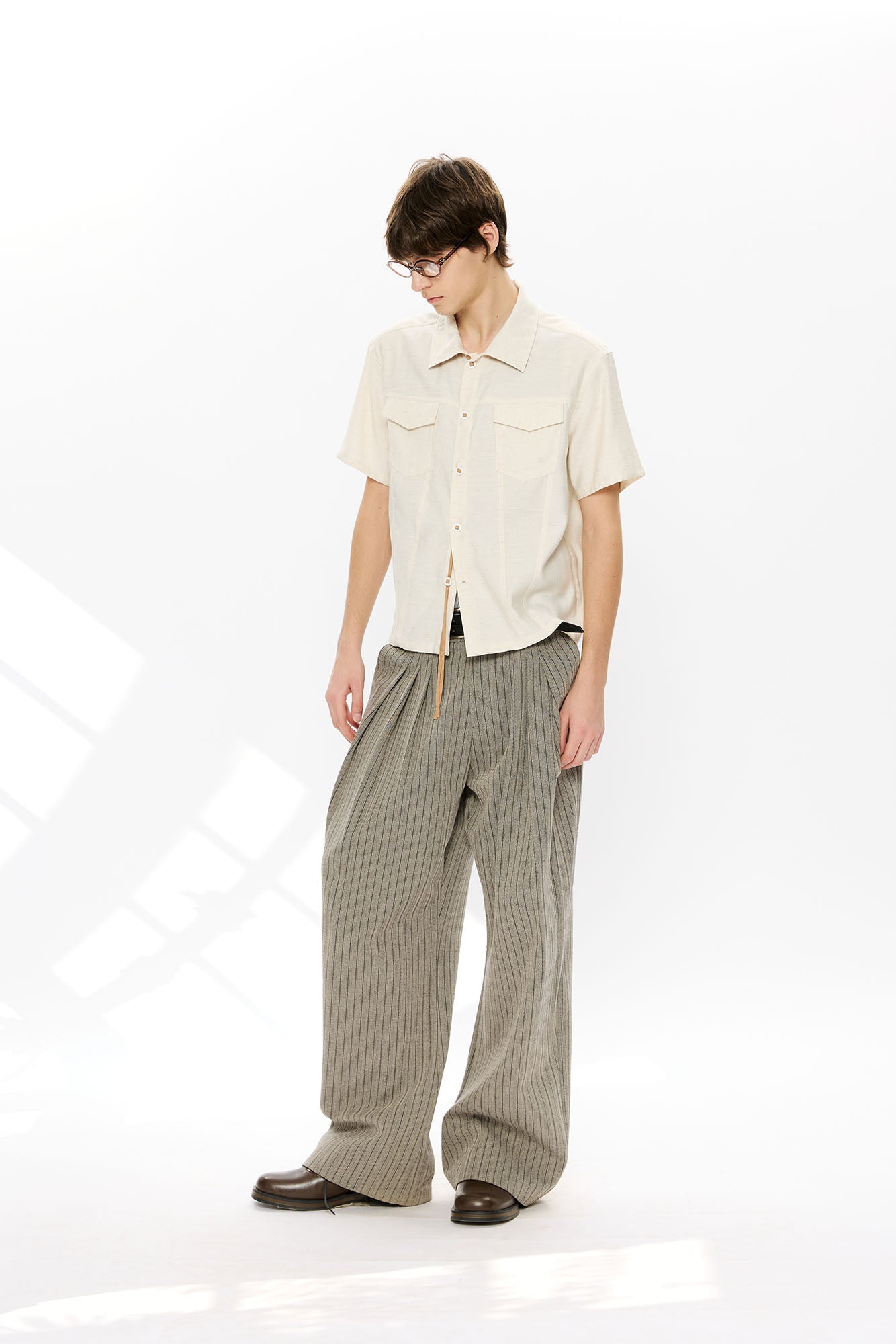 KREATE Contrast Collar Linen Half Shirt-Half shirt-S-Black-Free Shipping Leatheretro