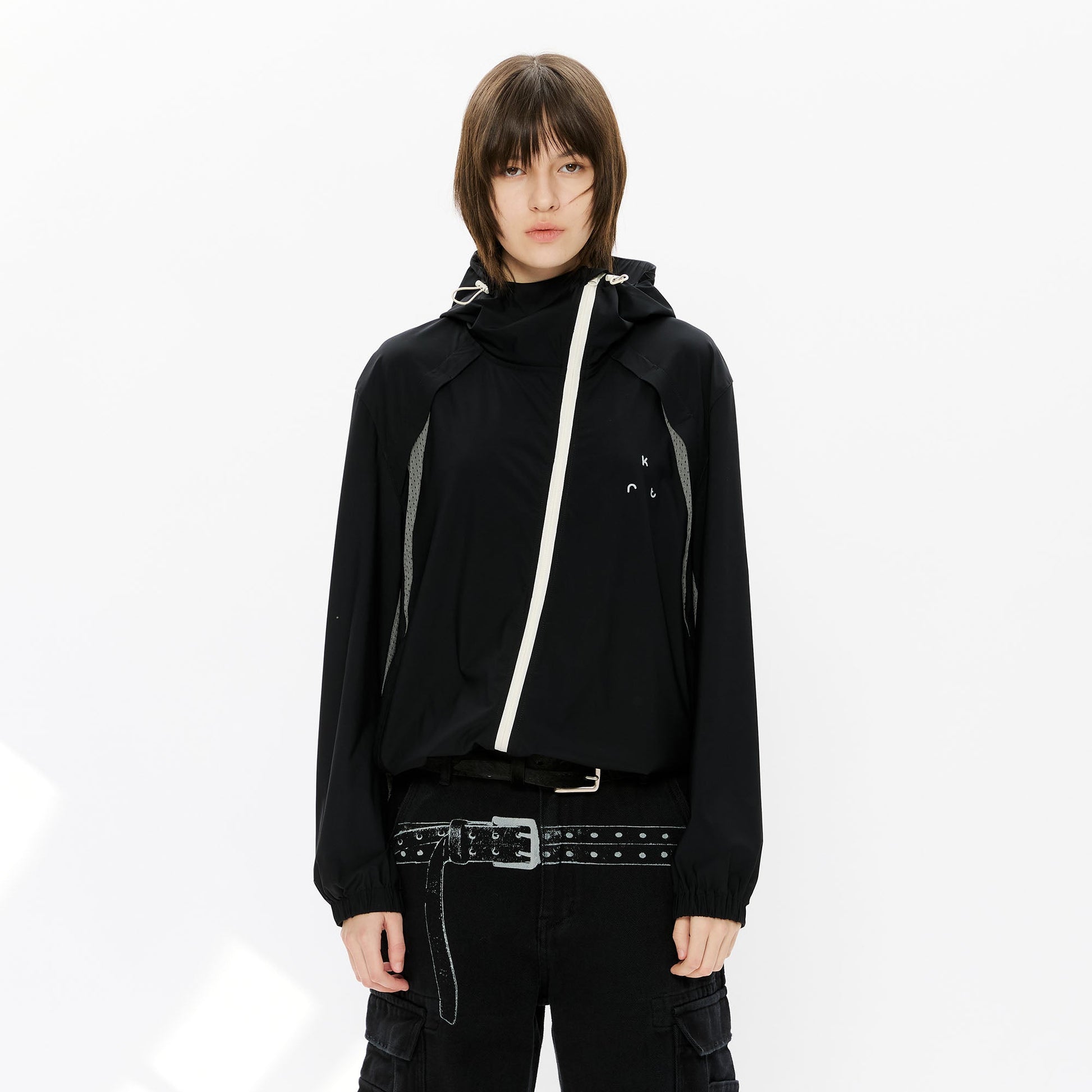 KREATE Asymmetrical-Zip Outdoor Hooded Jacket-Jacket-S-Black-Free Shipping Leatheretro