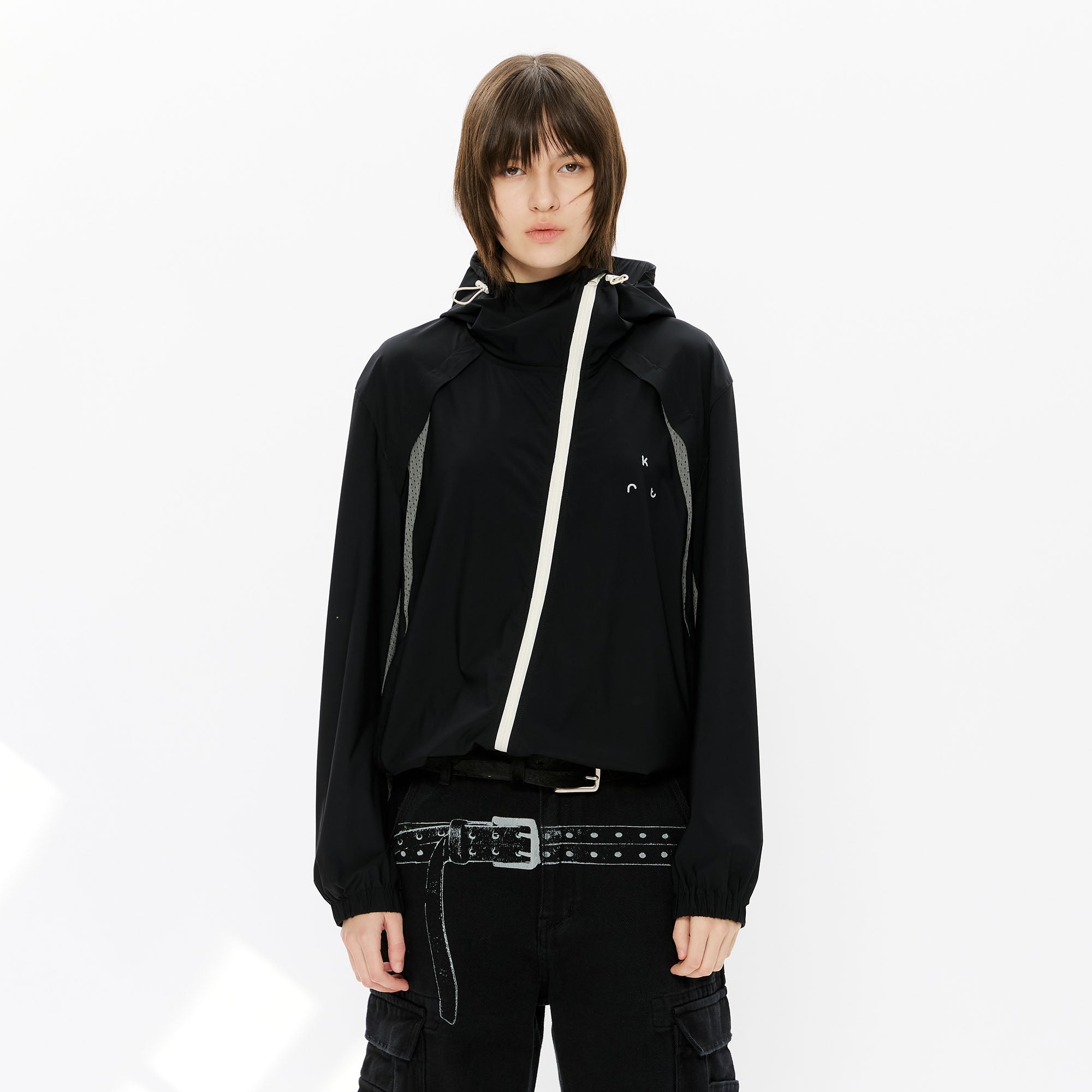 KREATE Asymmetrical-Zip Outdoor Hooded Jacket-Jacket-S-Black-Free Shipping Leatheretro