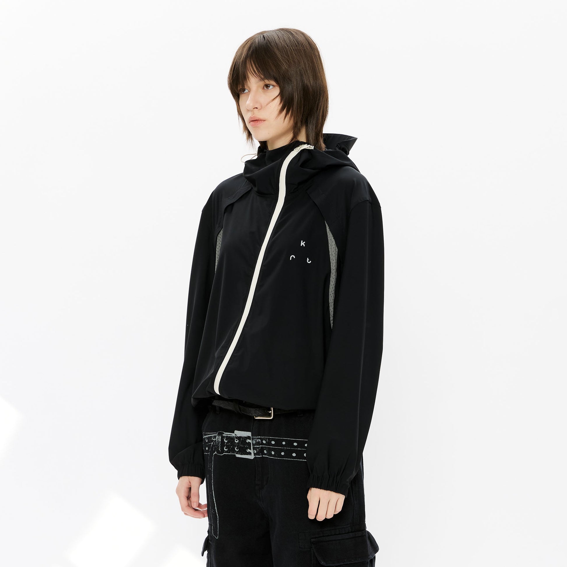 KREATE Asymmetrical-Zip Outdoor Hooded Jacket-Jacket-S-White-Free Shipping Leatheretro