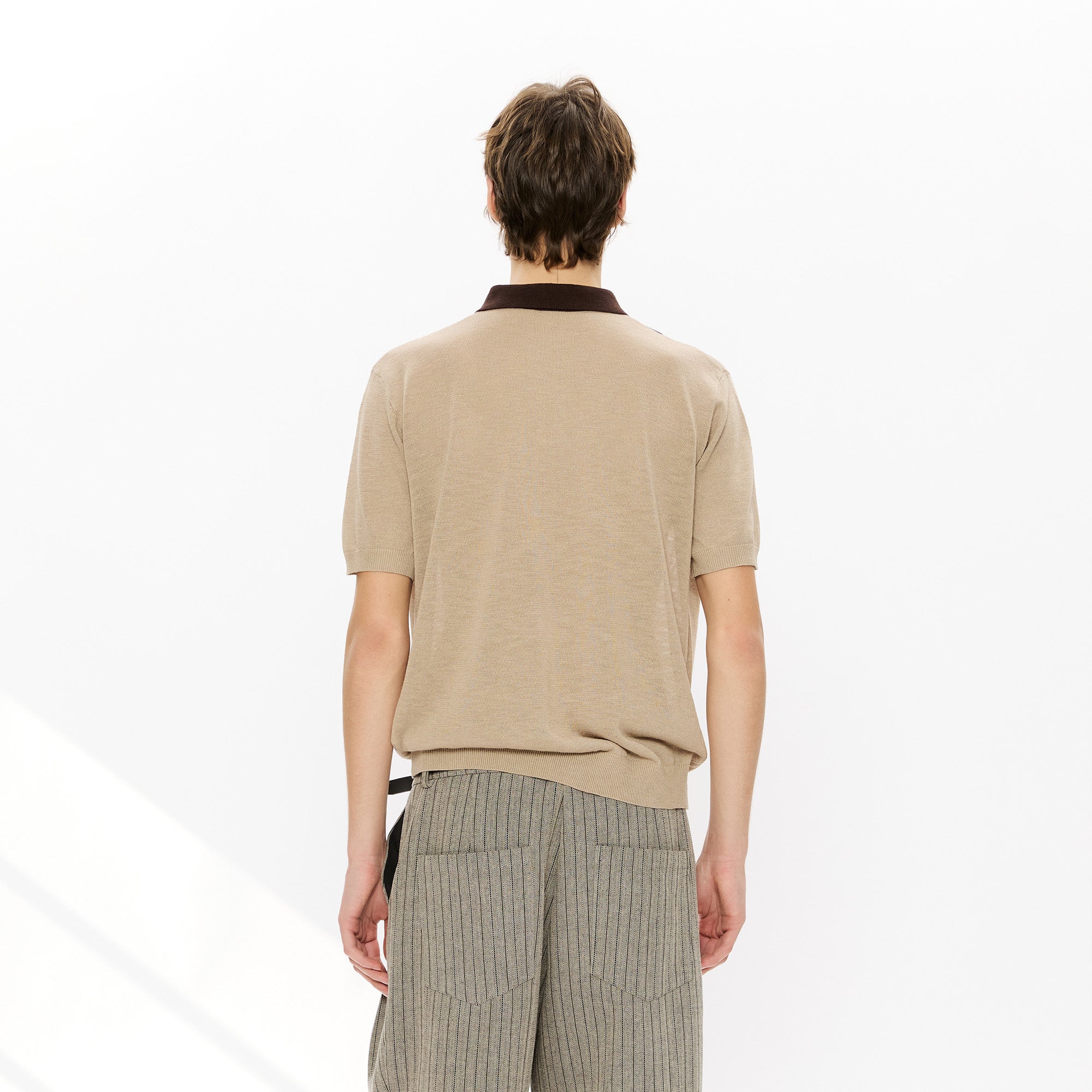 KREATE Retro Diamond-Knit Short Sleeve Polo-T Shirt-S-Gray-Free Shipping Leatheretro