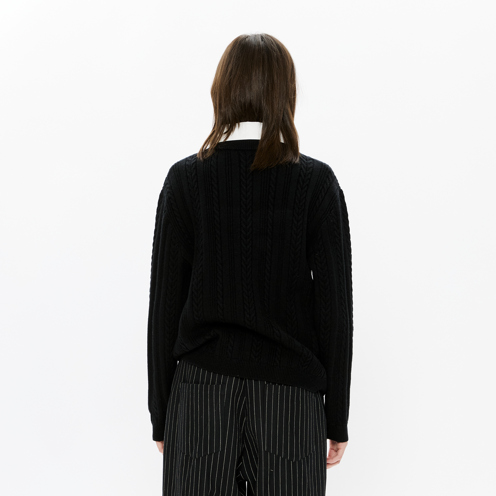 KREATE Cable-Knit Layered Shirt Sweater-Sweater-S (Preorder)-Free Shipping Leatheretro