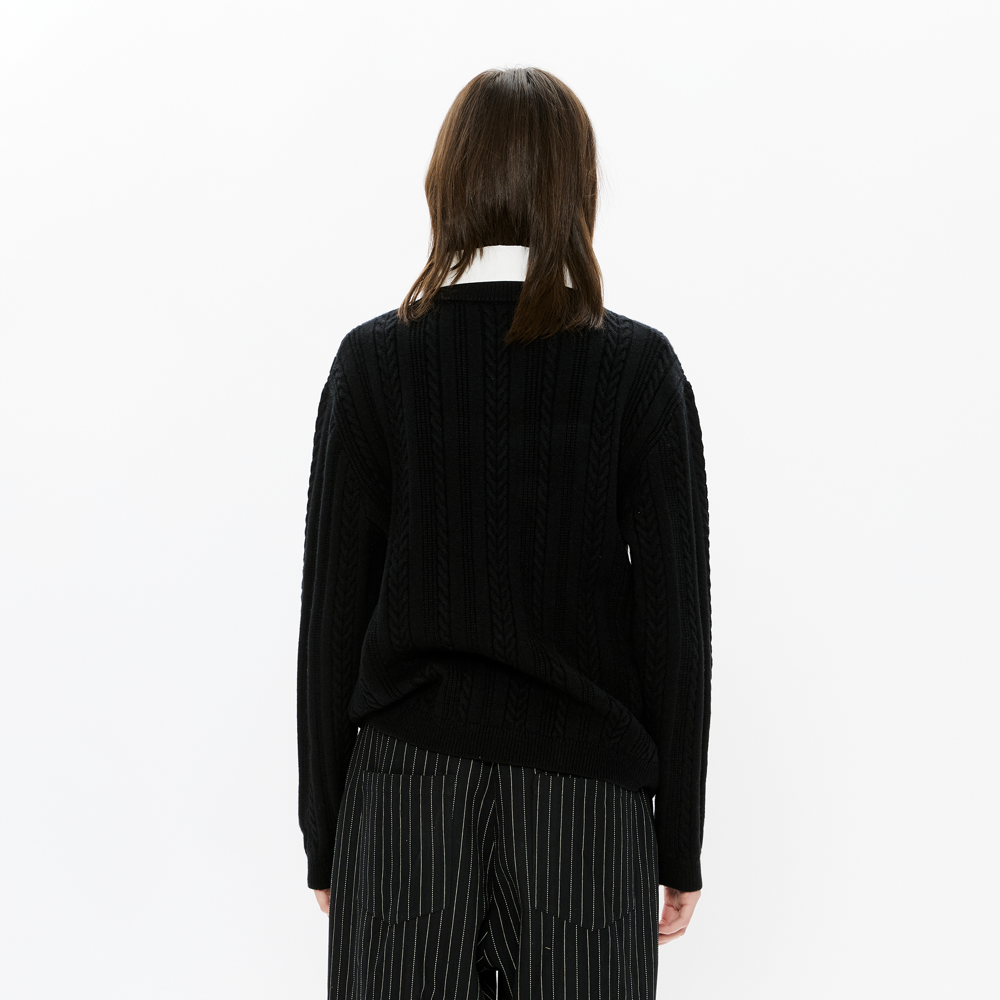 KREATE Cable-Knit Layered Shirt Sweater-Sweater-S (Preorder)-Free Shipping Leatheretro