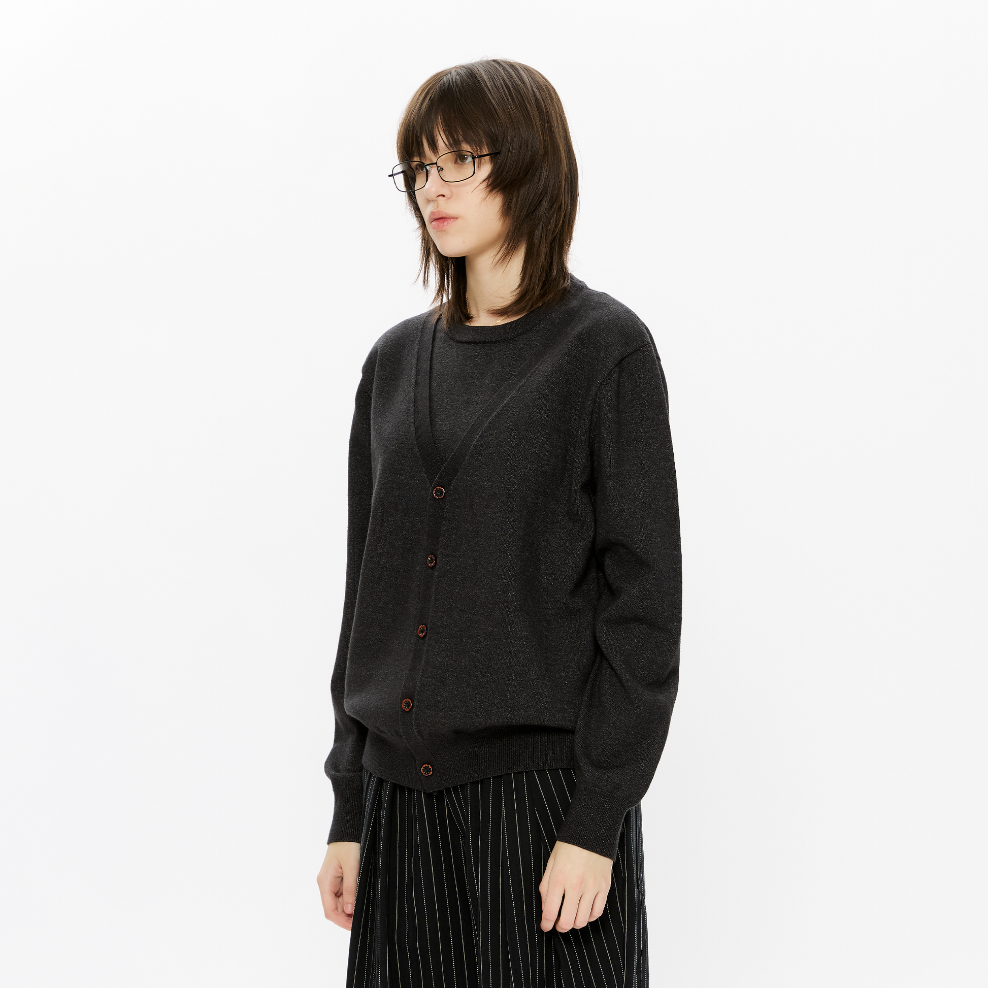 KREATE Essential Double-Layer Knit Cardigan-Sweater-S (Preorder)-Free Shipping Leatheretro