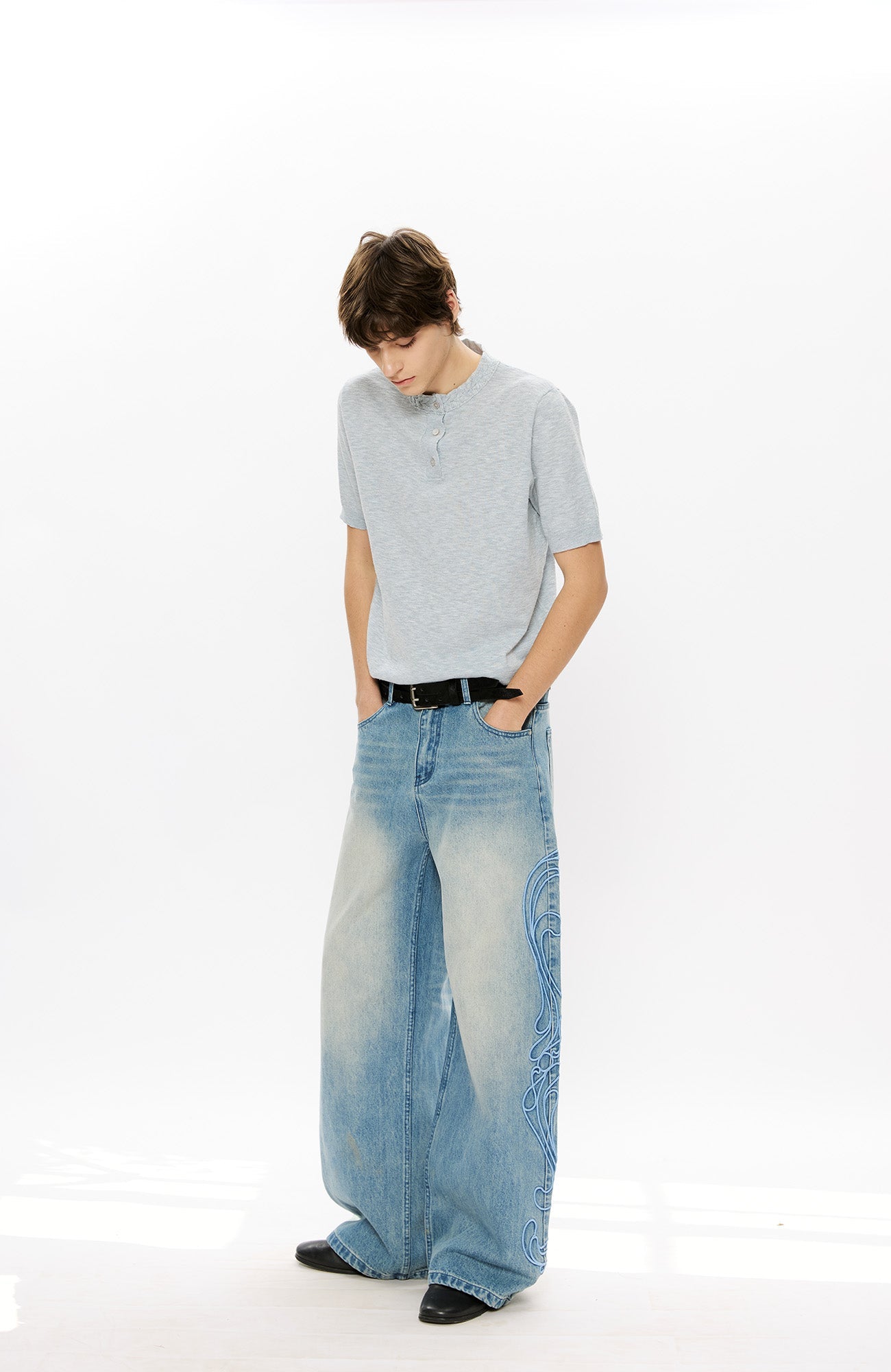 KREATE Totem Embroidered Jeans-Jeans-S-Free Shipping Leatheretro