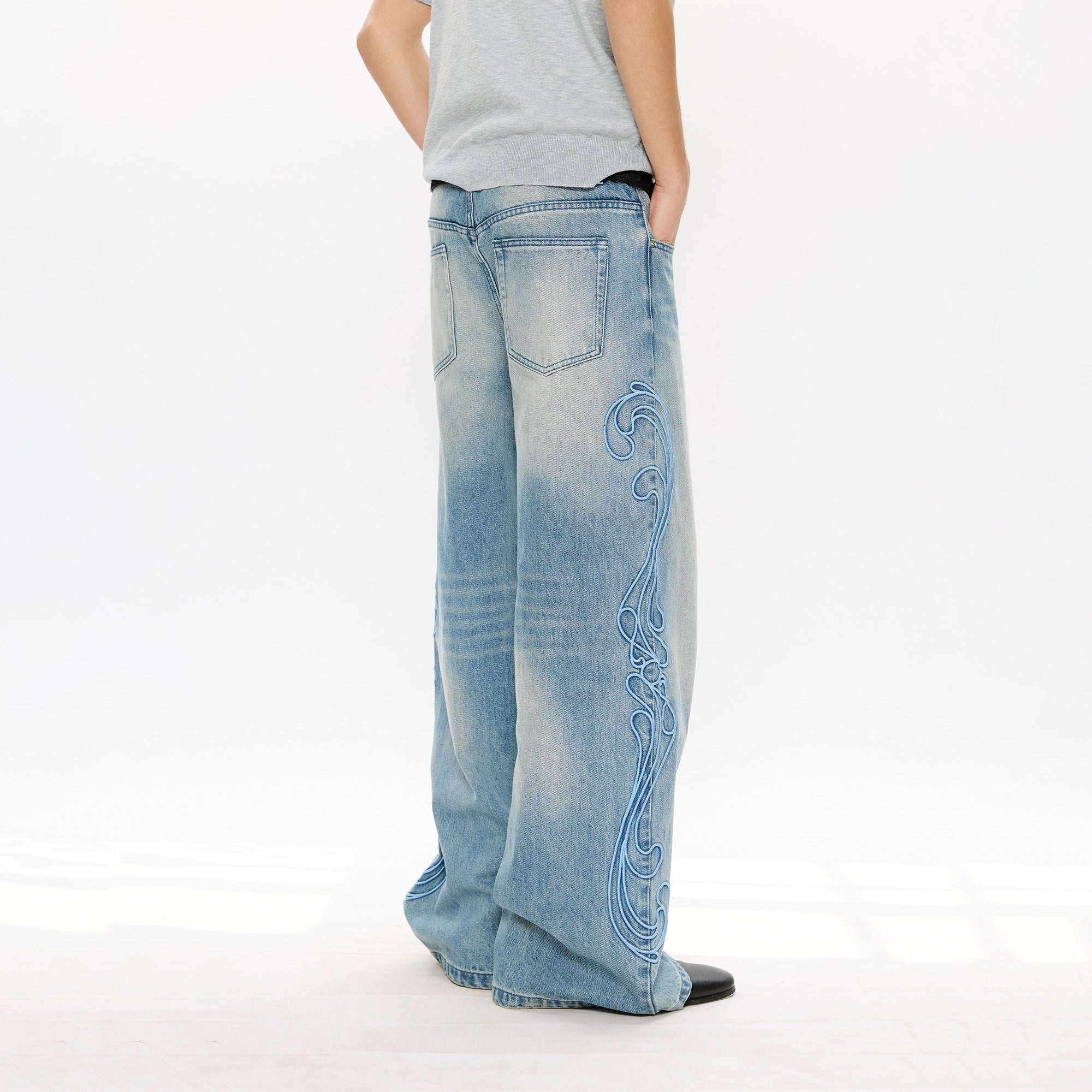 KREATE Totem Embroidered Jeans-Jeans-S-Free Shipping Leatheretro