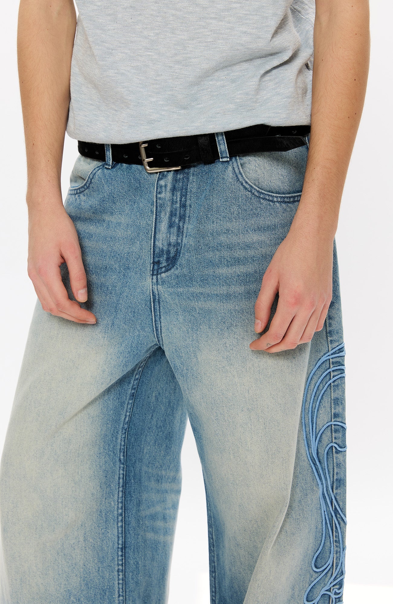 KREATE Totem Embroidered Jeans-Jeans-S-Free Shipping Leatheretro