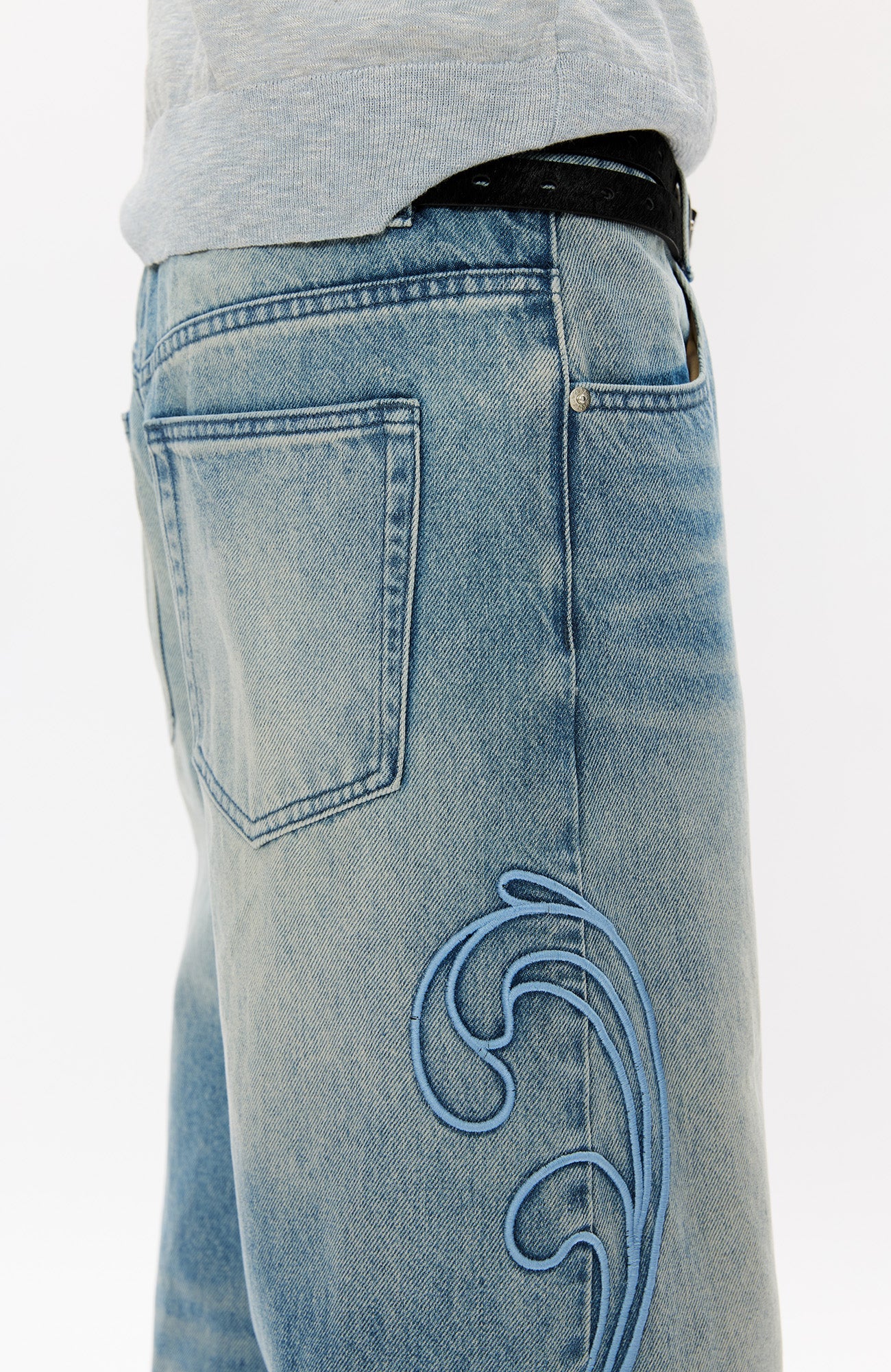 KREATE Totem Embroidered Jeans-Jeans-S-Free Shipping Leatheretro