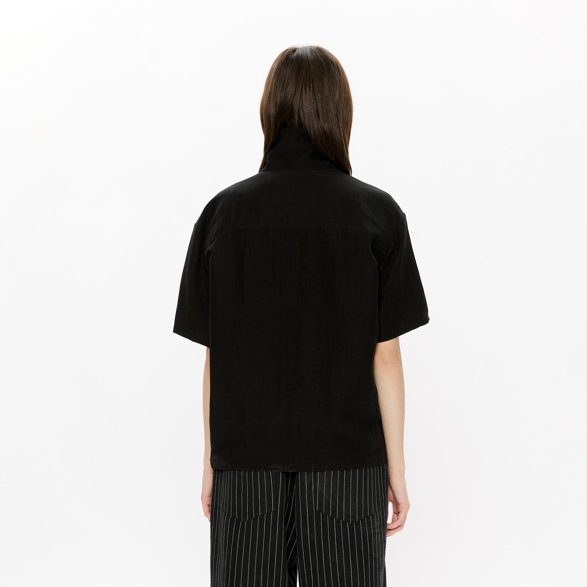 KREATE Asymmetrical Placket Short Sleeve Shirt-T Shirt-S-Apricot-Free Shipping Leatheretro