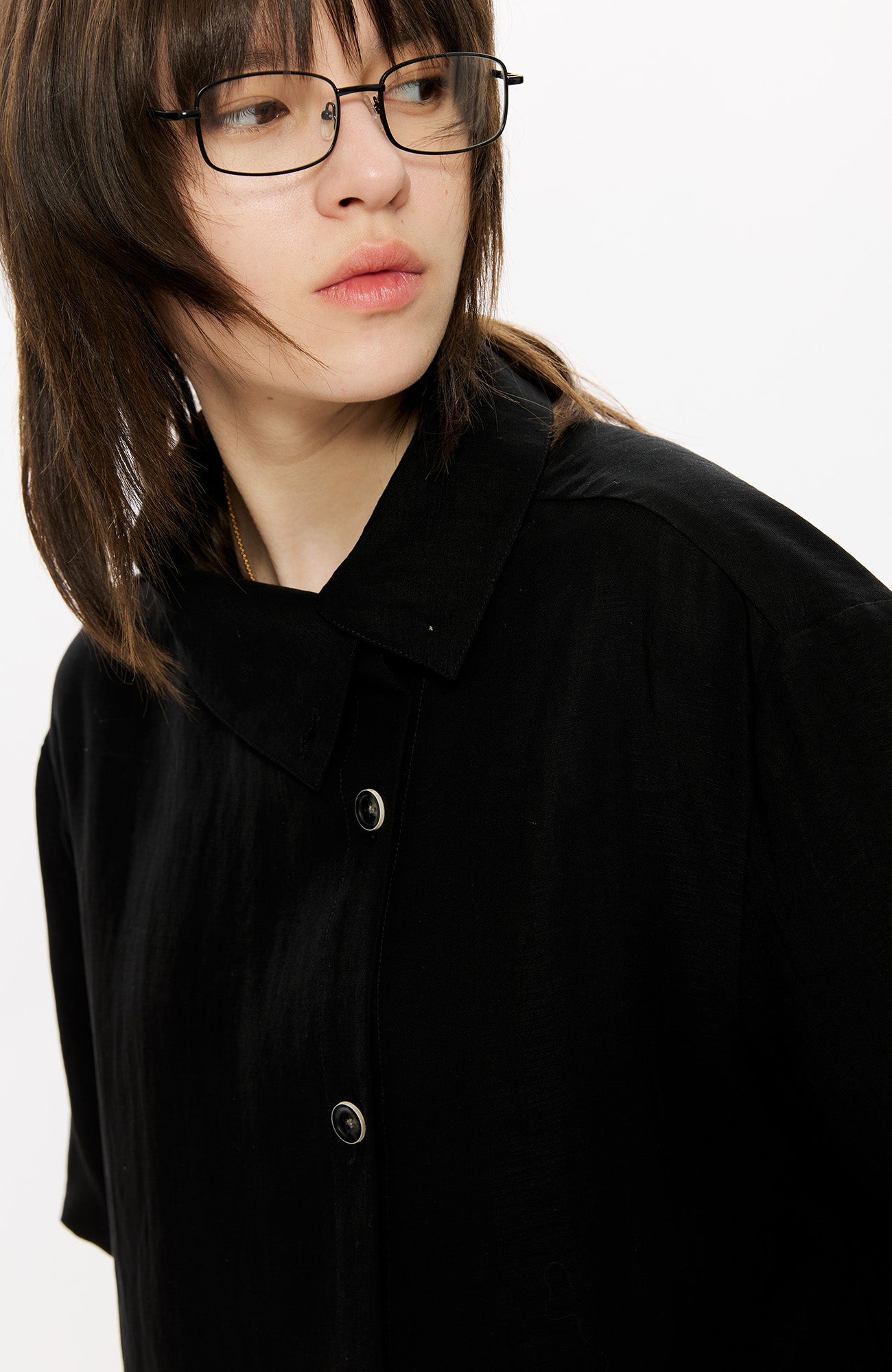 KREATE Asymmetrical Placket Short Sleeve Shirt-T Shirt-S-Apricot-Free Shipping Leatheretro
