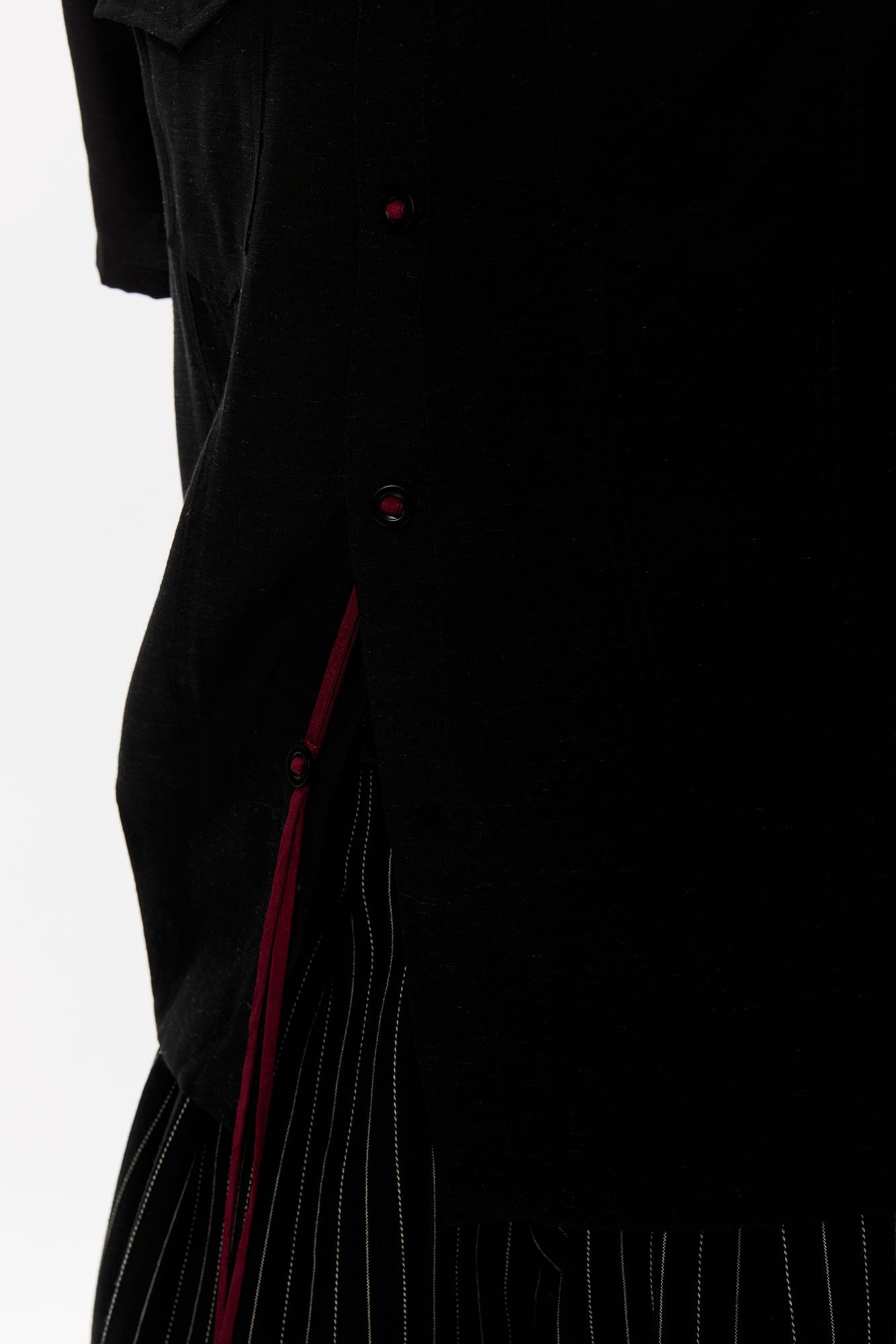 KREATE Contrast Collar Linen Half Shirt-Half shirt-S-Black-Free Shipping Leatheretro