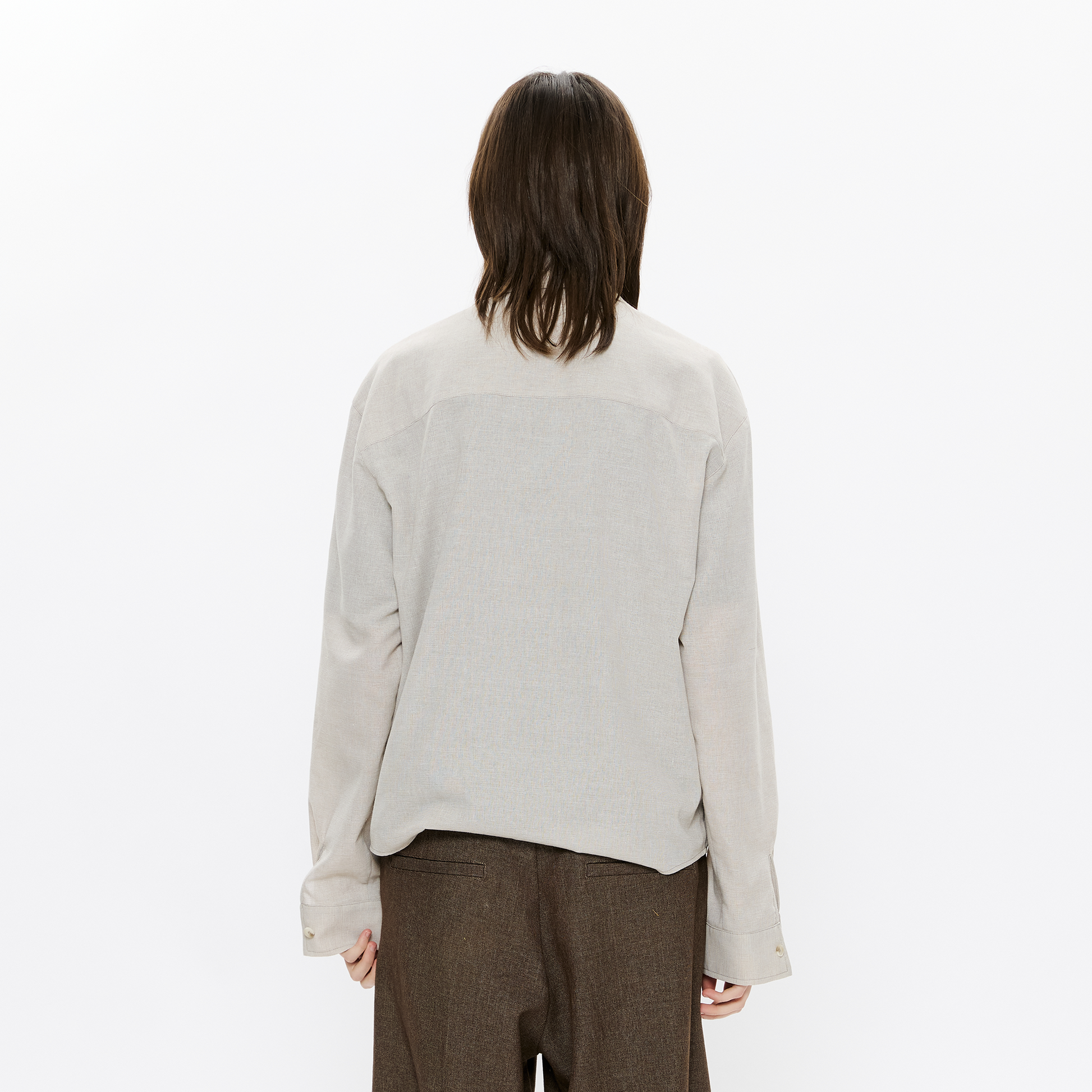 KREATE Linen Layered Check Shirt-Shirt-S-Gray-Free Shipping Leatheretro