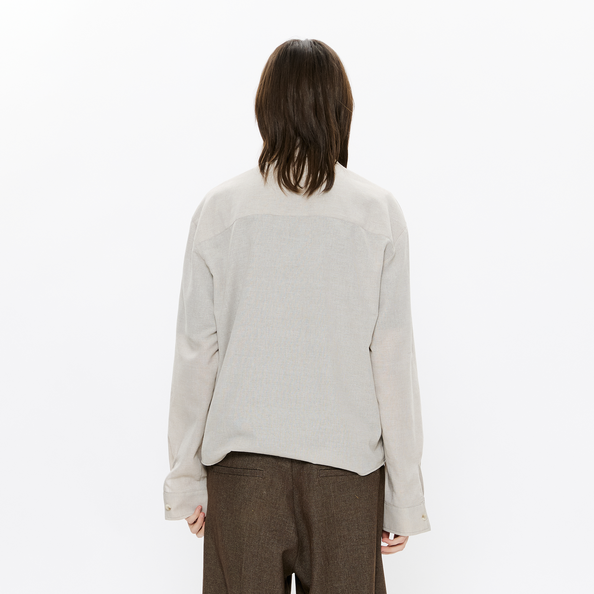 KREATE Linen Layered Check Shirt-Shirt-S-Gray-Free Shipping Leatheretro