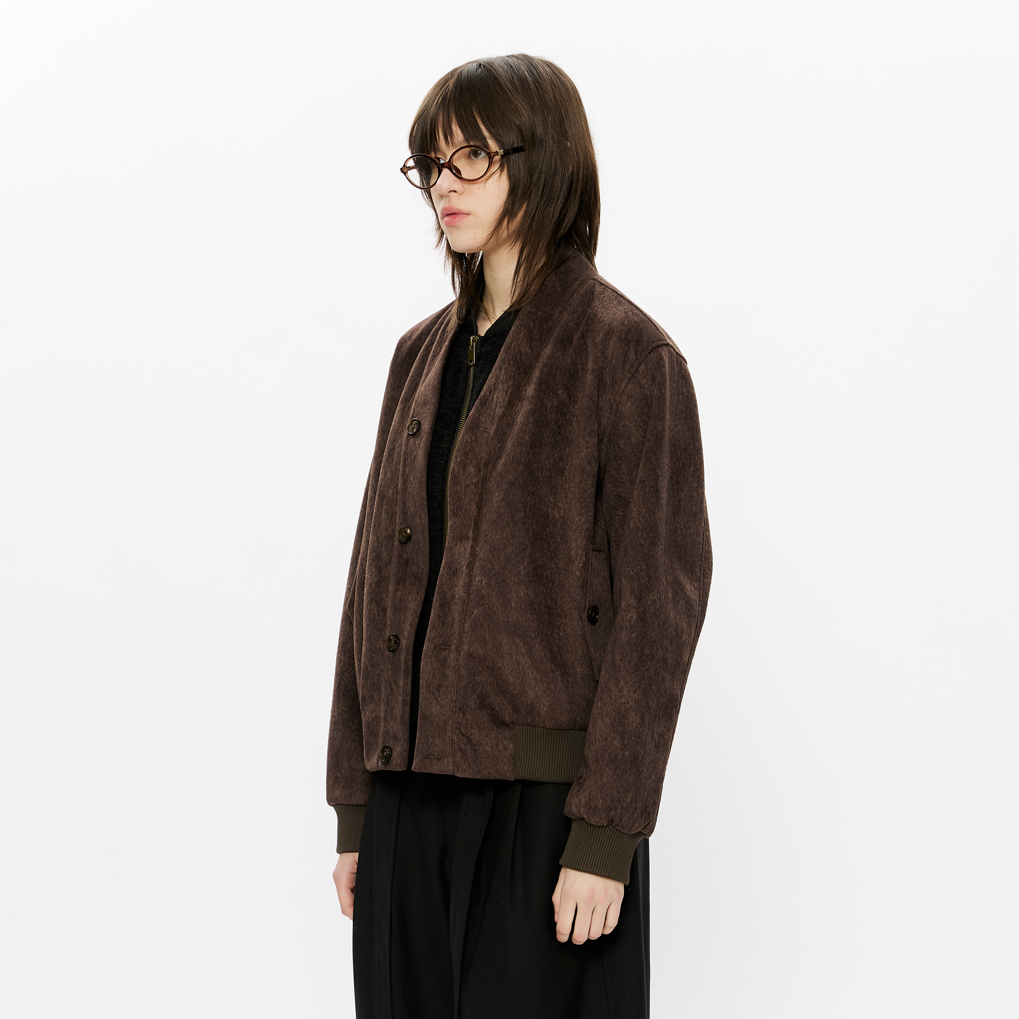 KREATE Faux Layered-Look V-Neck Jacket-Jacket-S (Preorder)-Free Shipping Leatheretro