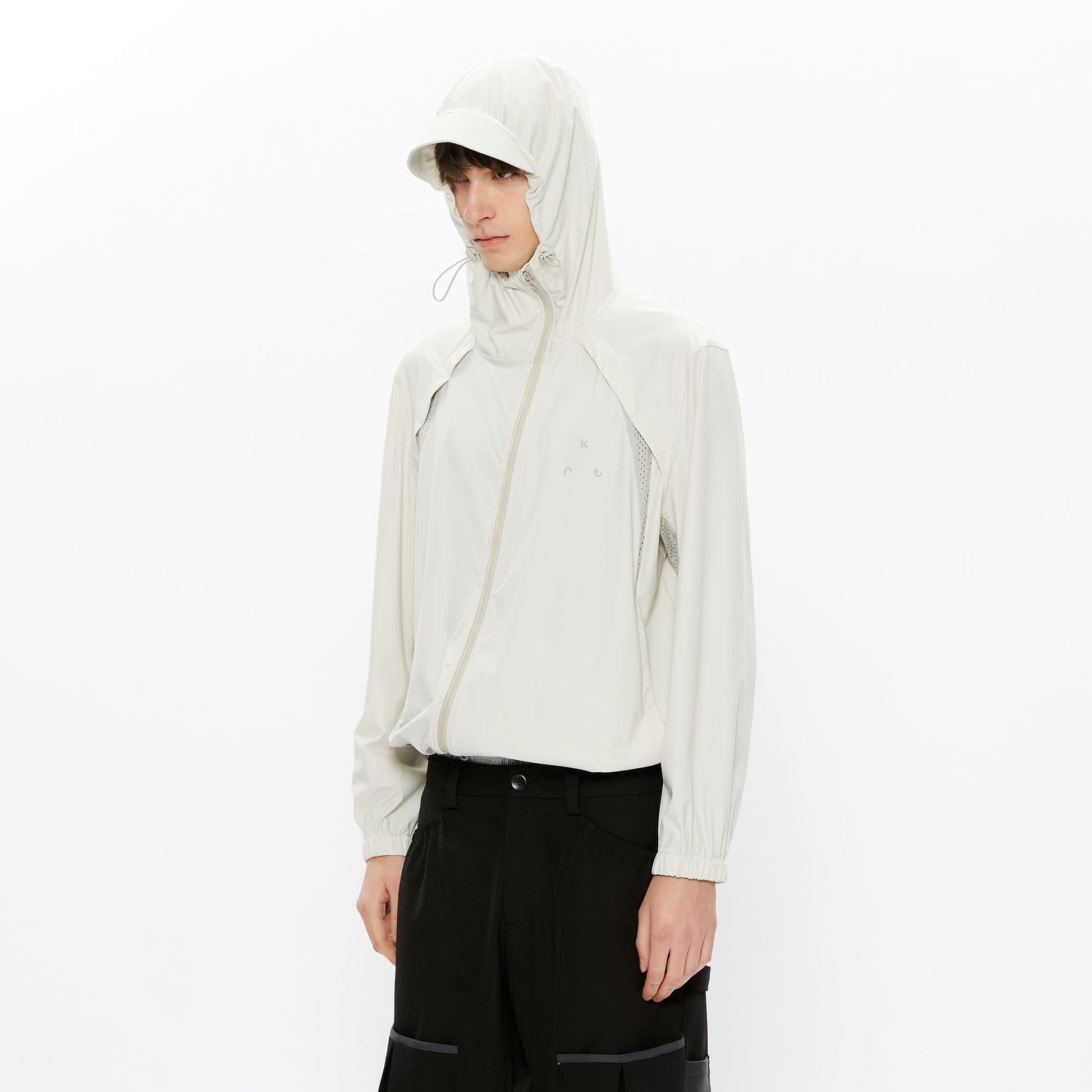 KREATE Asymmetrical-Zip Outdoor Hooded Jacket-Jacket-S-White-Free Shipping Leatheretro