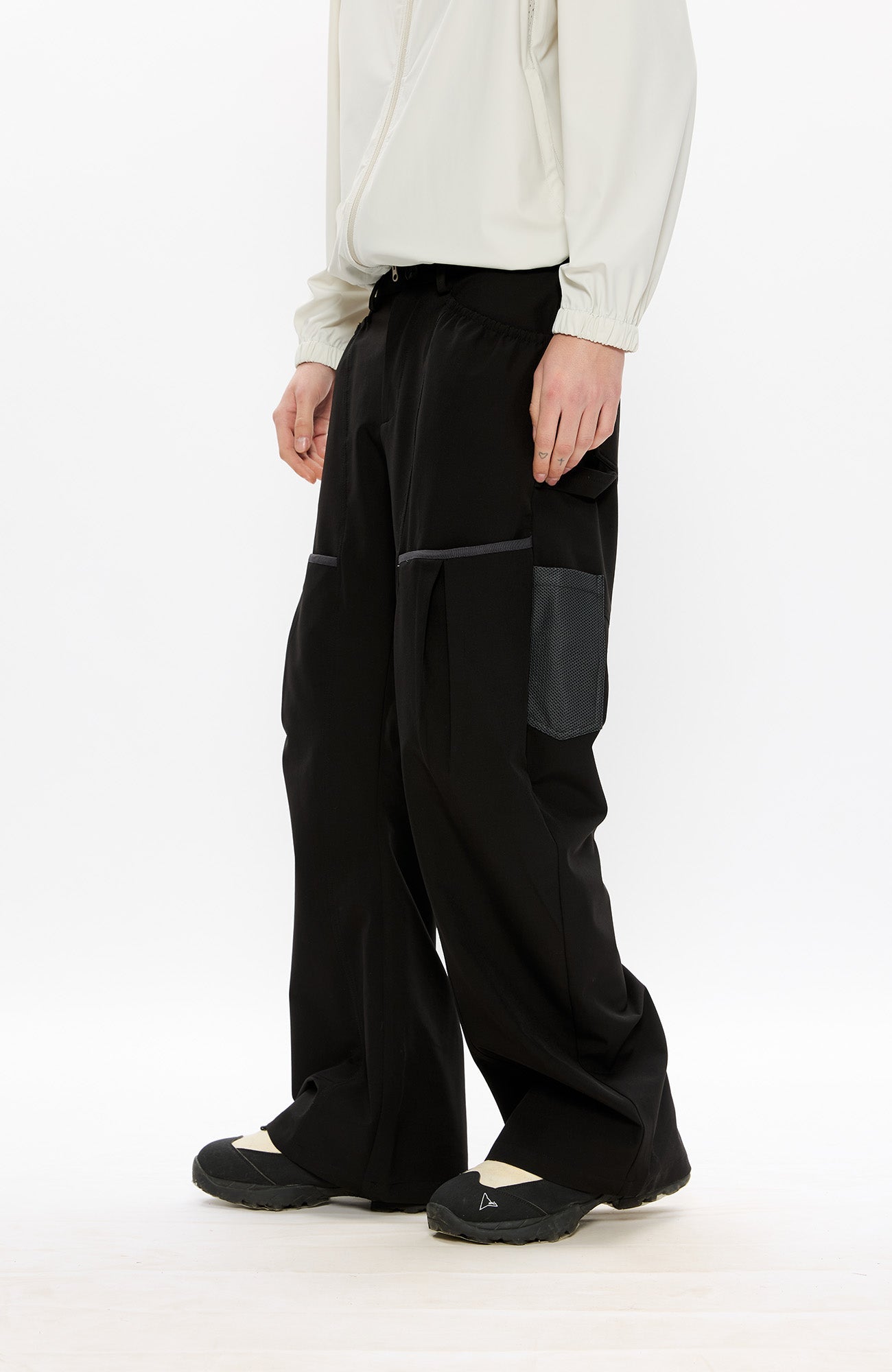 KREATE Curved Panel Utility Trousers-Jeans-S-Gray-Free Shipping Leatheretro